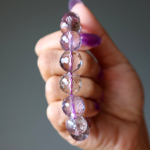 Amethyst-Armband Natur Ametrin facettierte Perlen der Freude