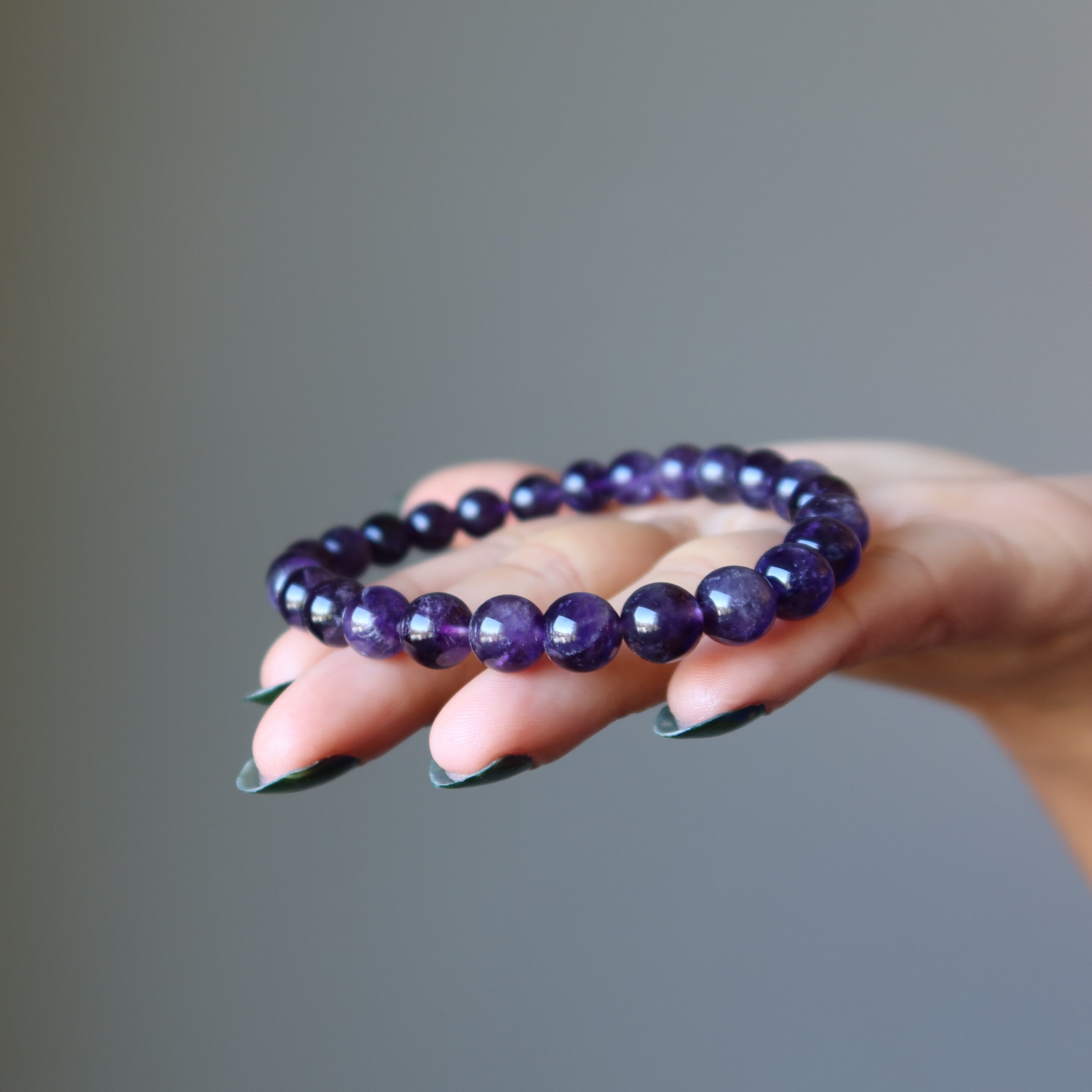 Amethyst Bracelet Deep Purple Gemstone Beads Divine Awakening