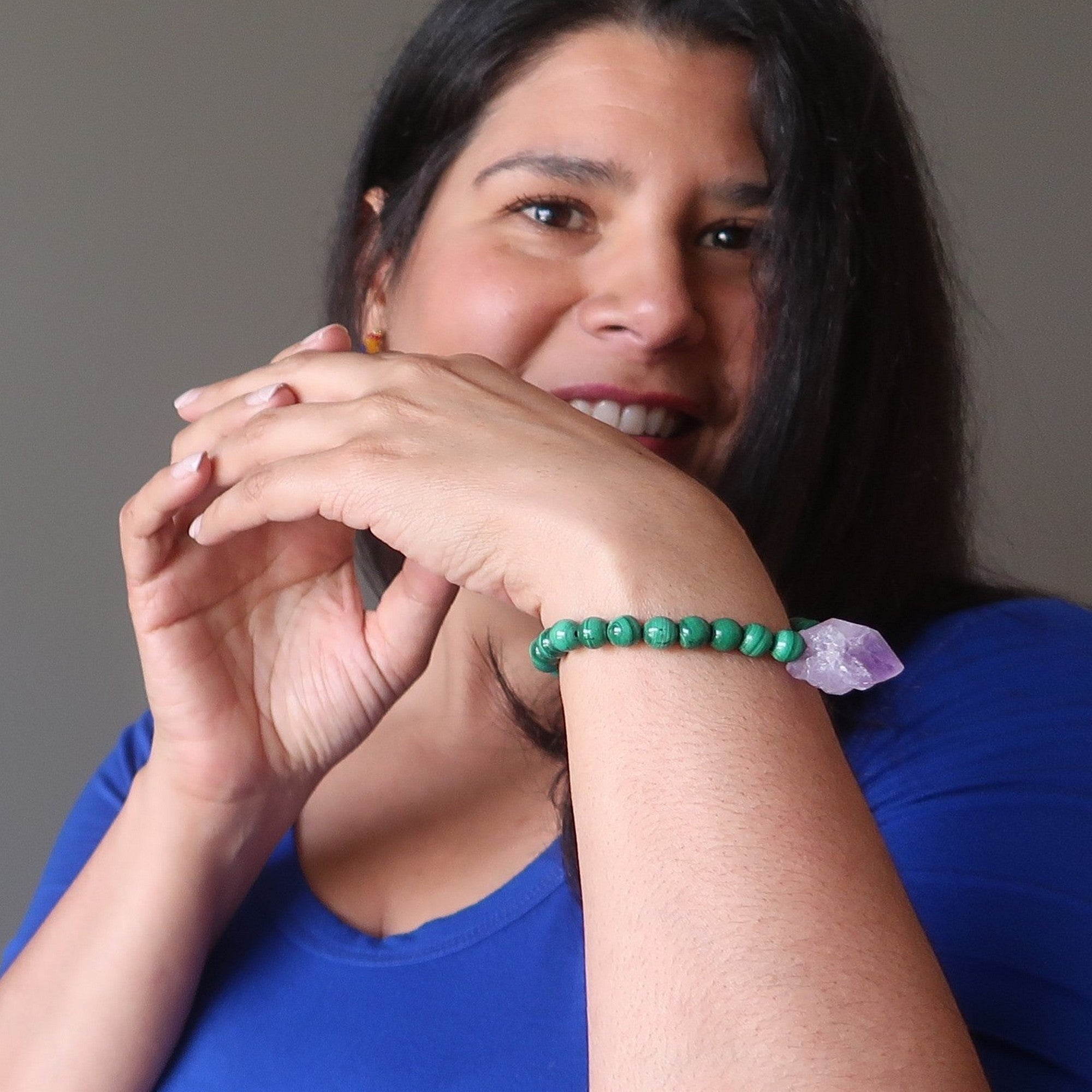 Malachite Bracelet Amethyst Raw Stone Spirit Guide