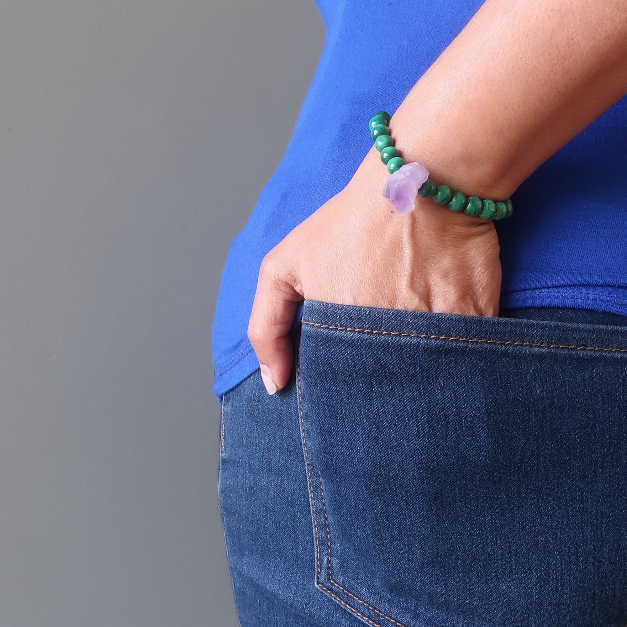 Malachite Bracelet Amethyst Raw Stone Spirit Guide