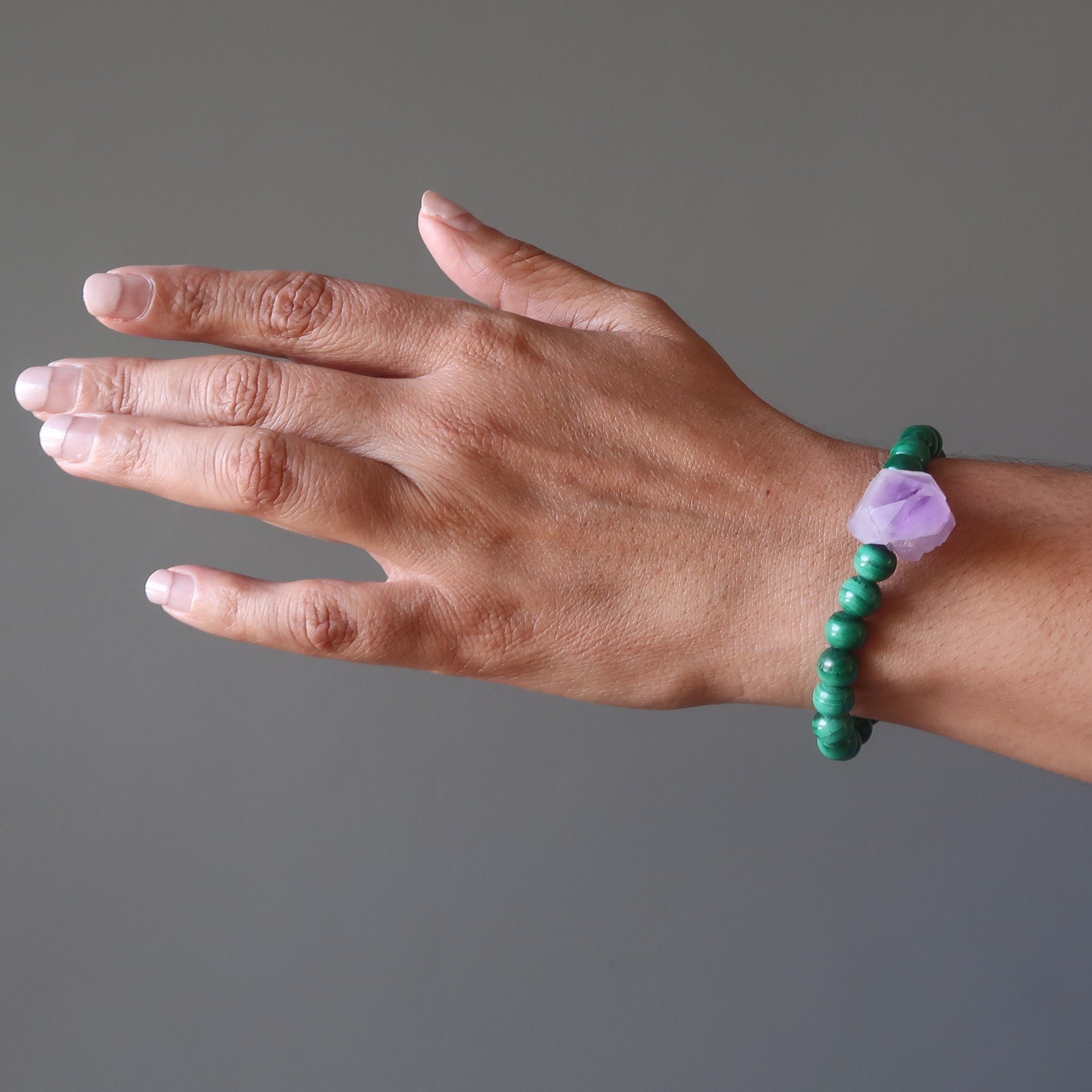Malachite Bracelet Amethyst Raw Stone Spirit Guide