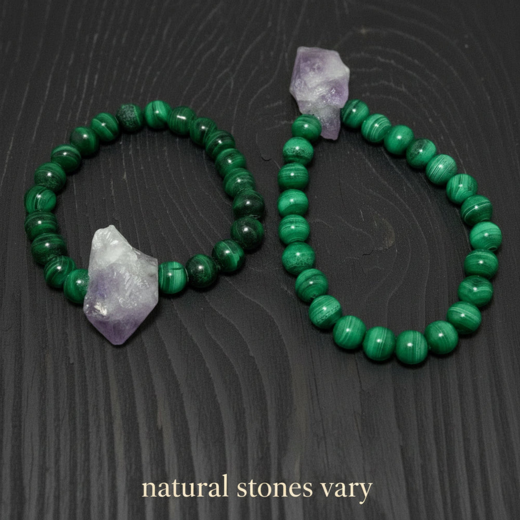 Malachite Bracelet Amethyst Raw Stone Spirit Guide