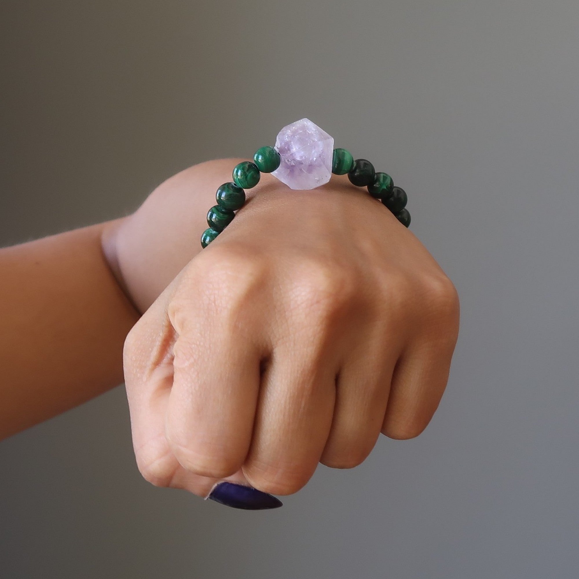 Malachite Bracelet Amethyst Raw Stone Spirit Guide