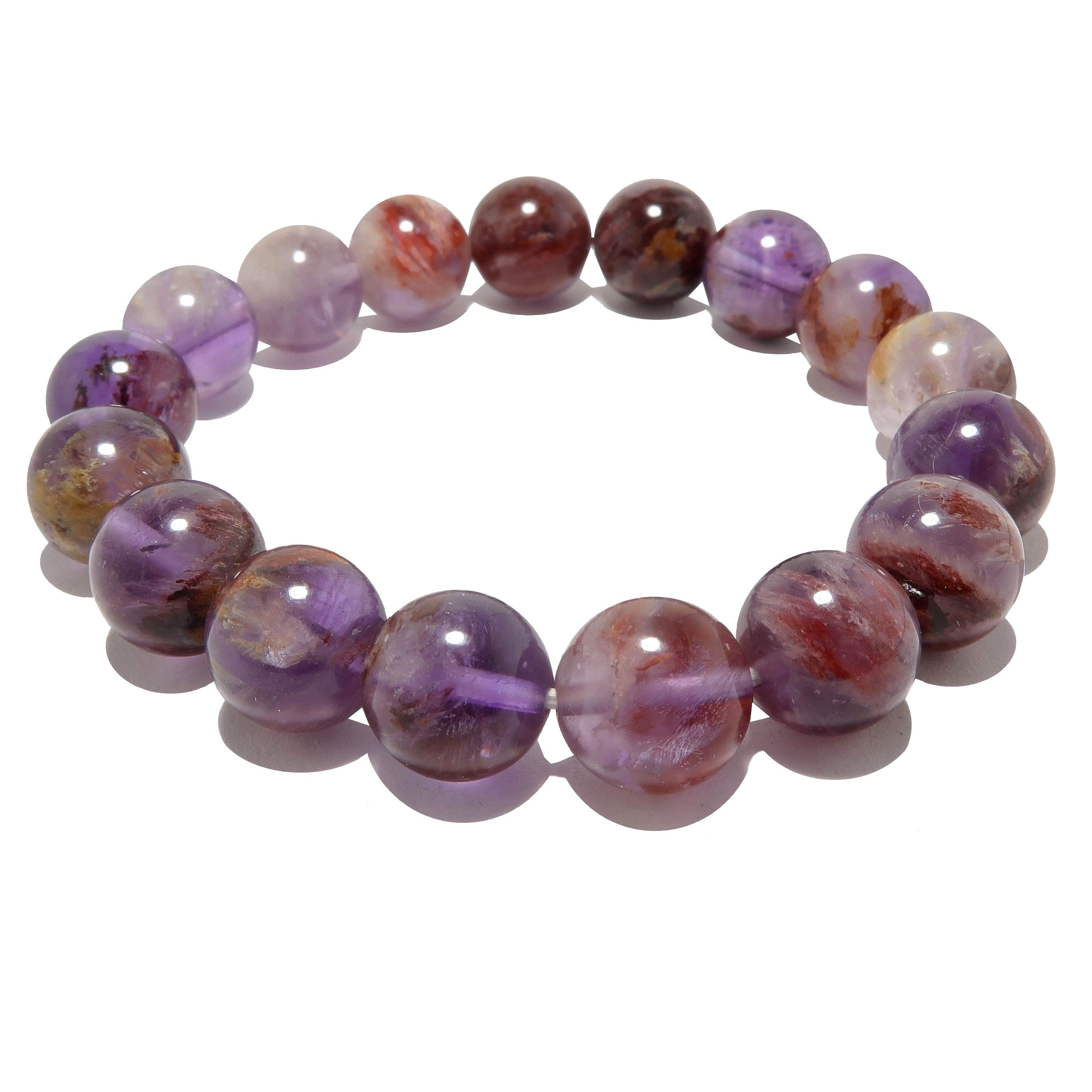 Amethyst Bracelet Fire Goethite Crystal Beads Soul Ecstasy
