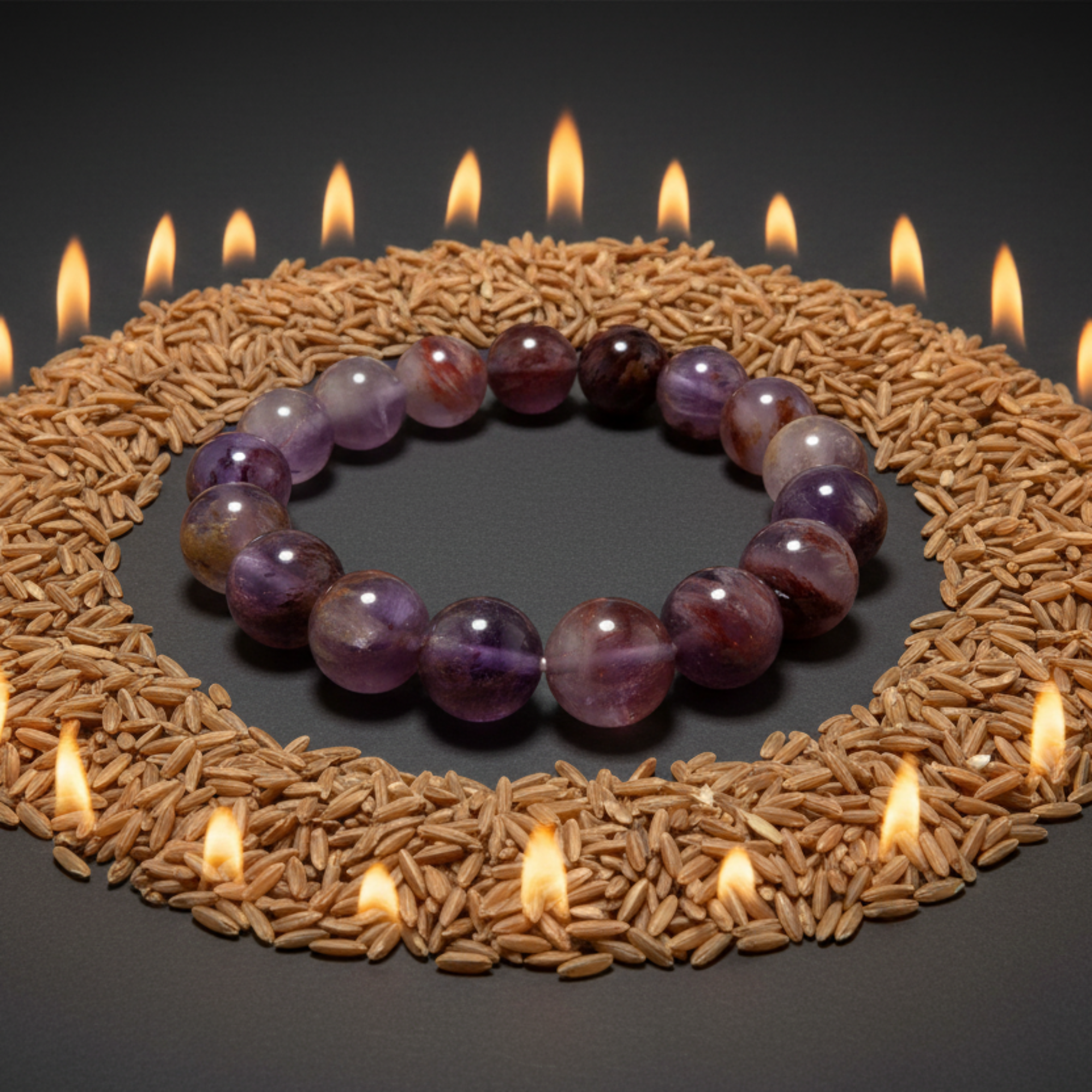 Amethyst Bracelet Fire Goethite Crystal Beads Soul Ecstasy