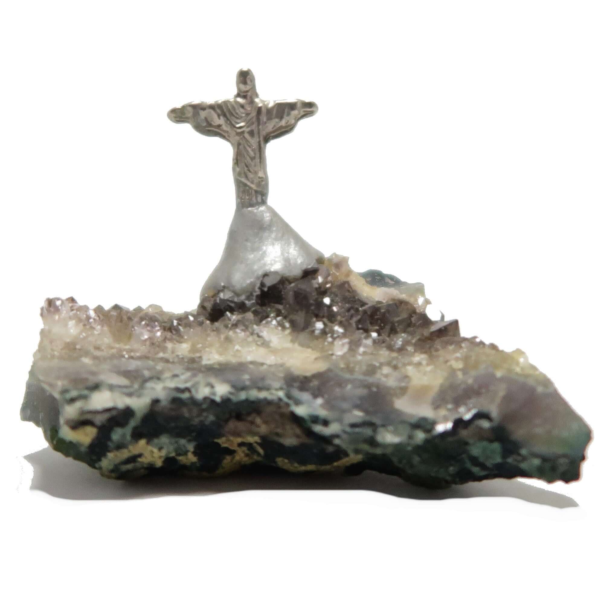 Amas de cristal d'améthyste Le Christ Rédempteur Pierre