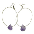 Boucles d'oreilles Améthyste Beauté Violette Créoles en Pierres Brutes