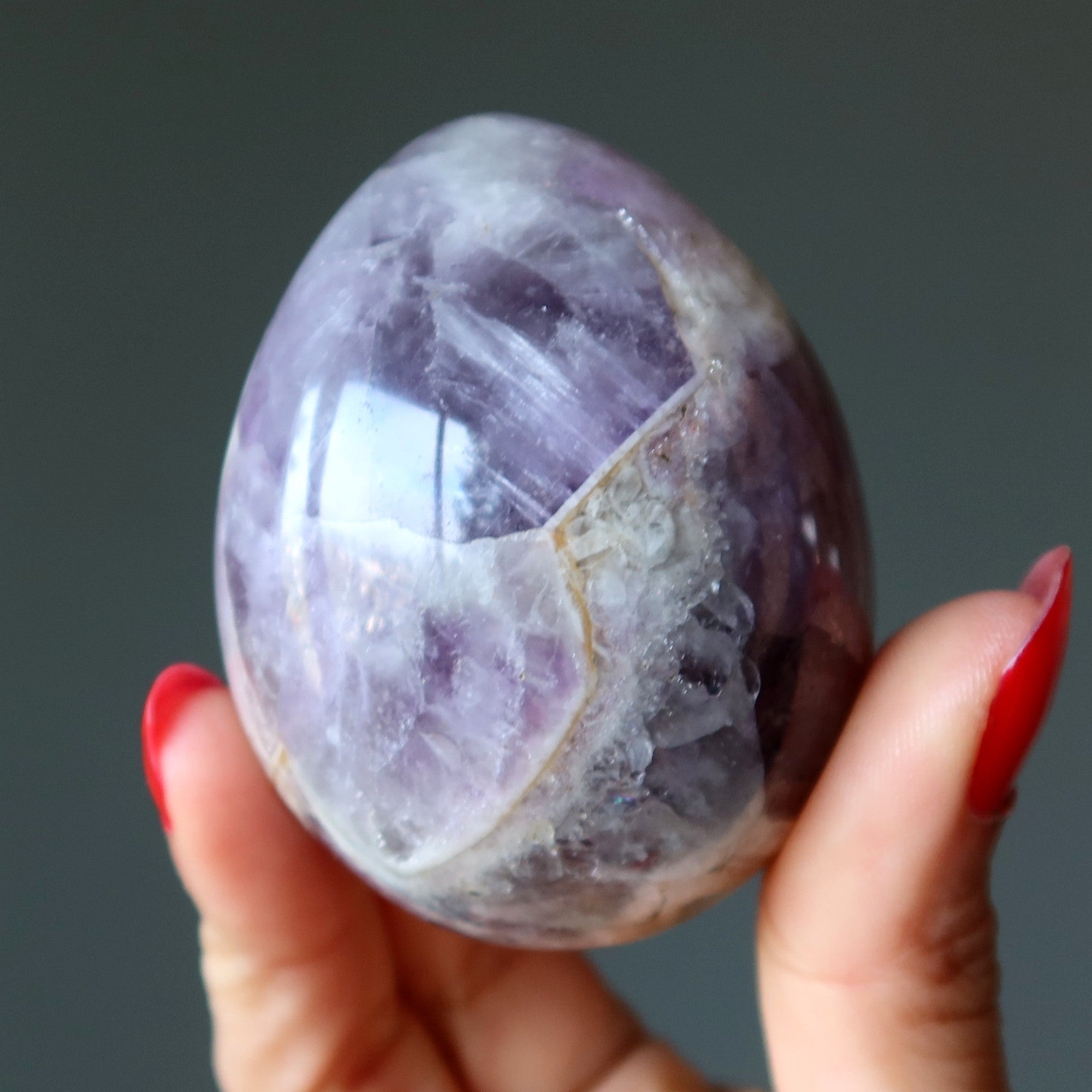 Amethyst Egg Spiritual Swami Meditation Chevron Crystal