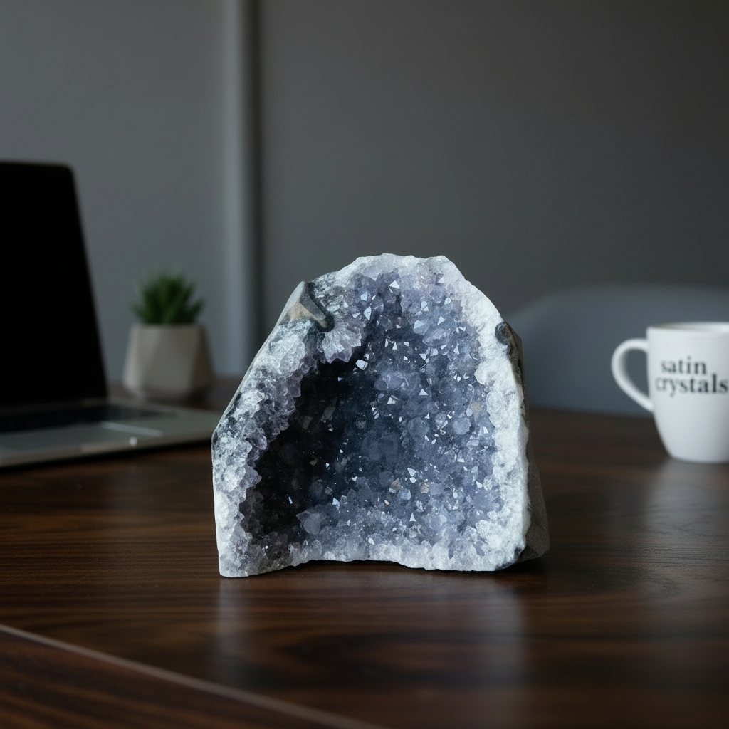 Amethyst-Geode, violett, positive Energie für Zuhause und Büro, Cluster