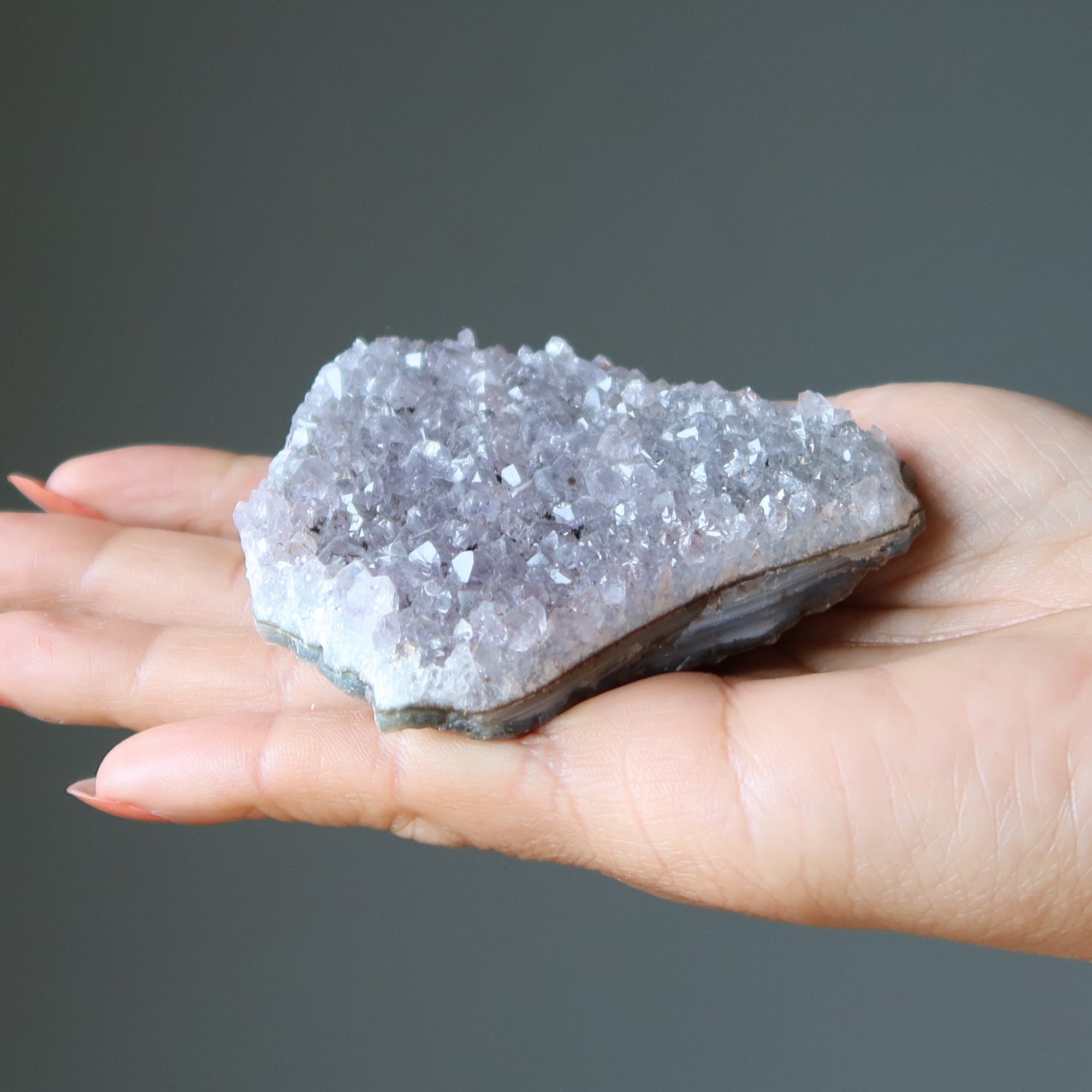 Amethyst Geode Cluster Blue Chalcedony Wisdom Stone 2.9 Inch