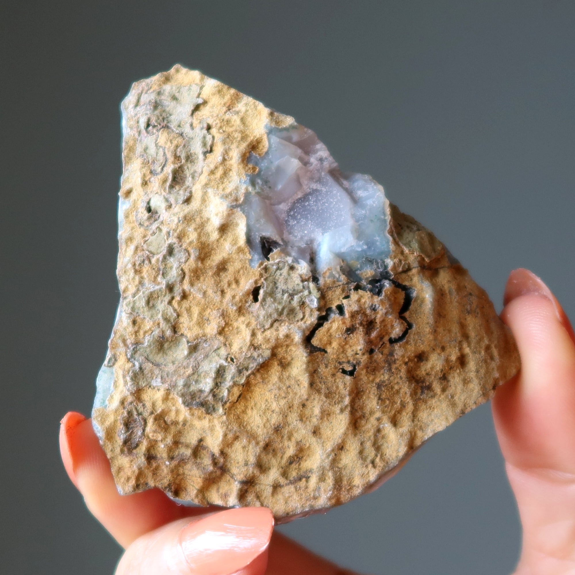 Amethyst Geode Cluster Blue Chalcedony Wisdom Stone 2.9 Inch