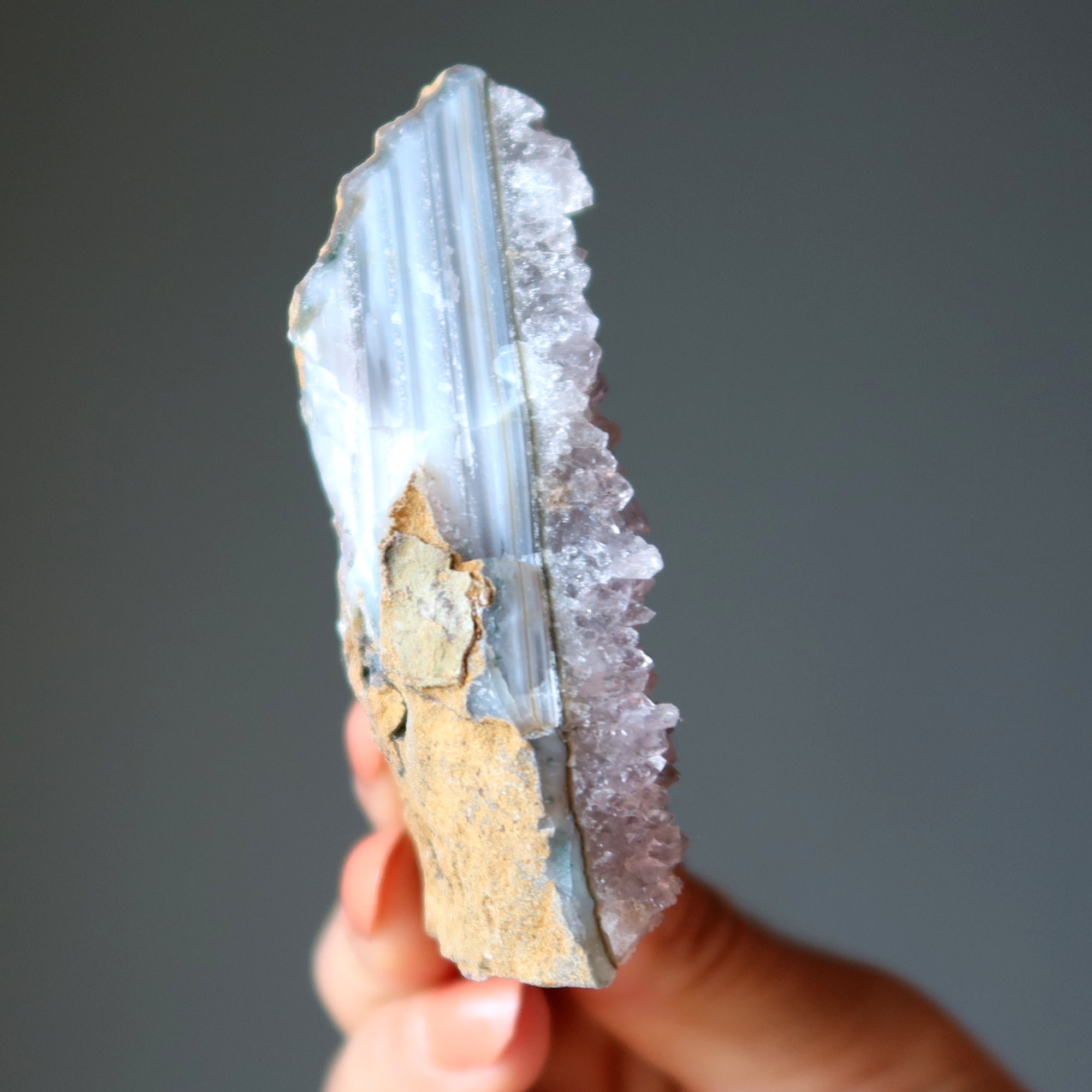 Amethyst Geode Cluster Blue Chalcedony Wisdom Stone 2.9 Inch