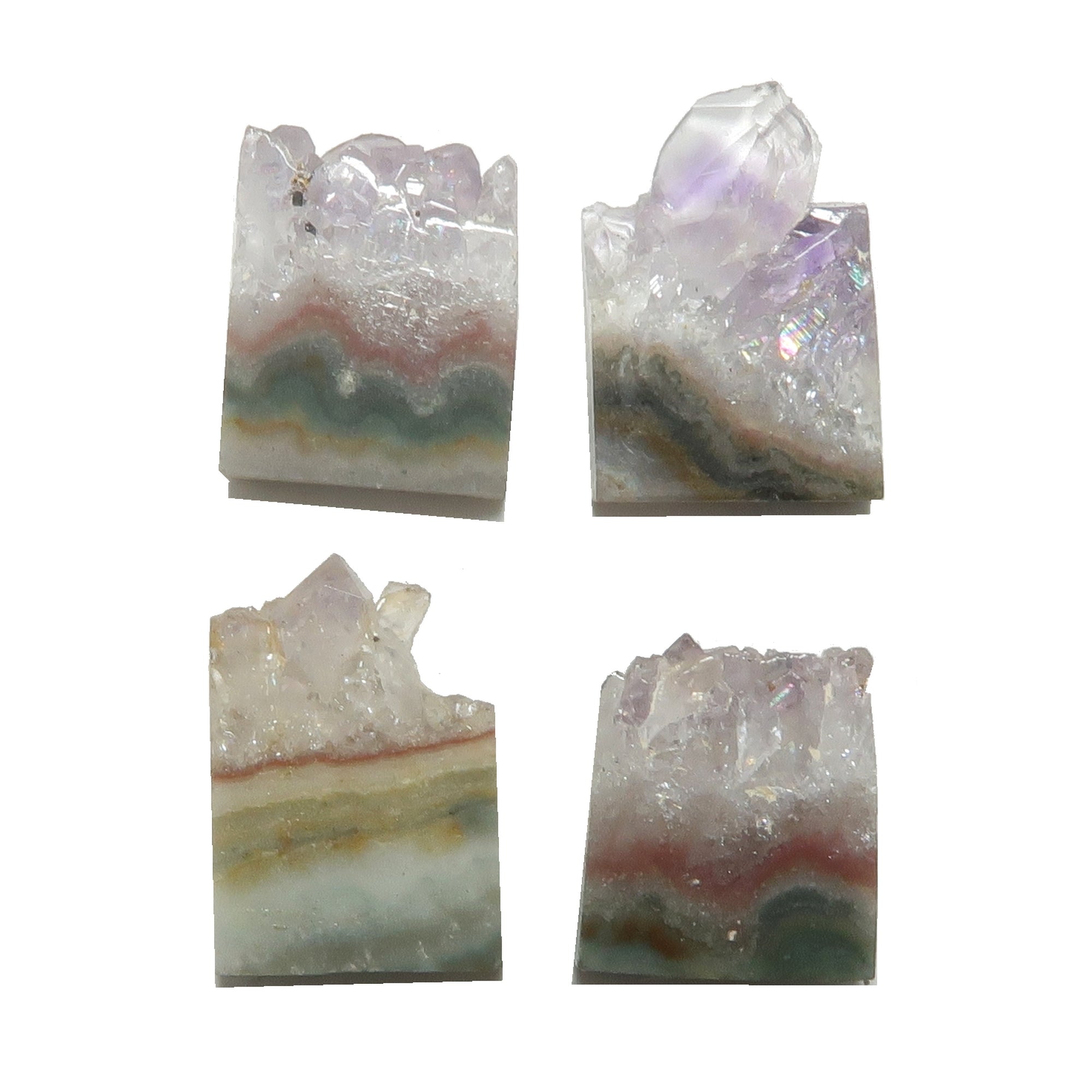 Géode d'améthyste, lot de 4 mini cabochons "Tranches de paradis"
