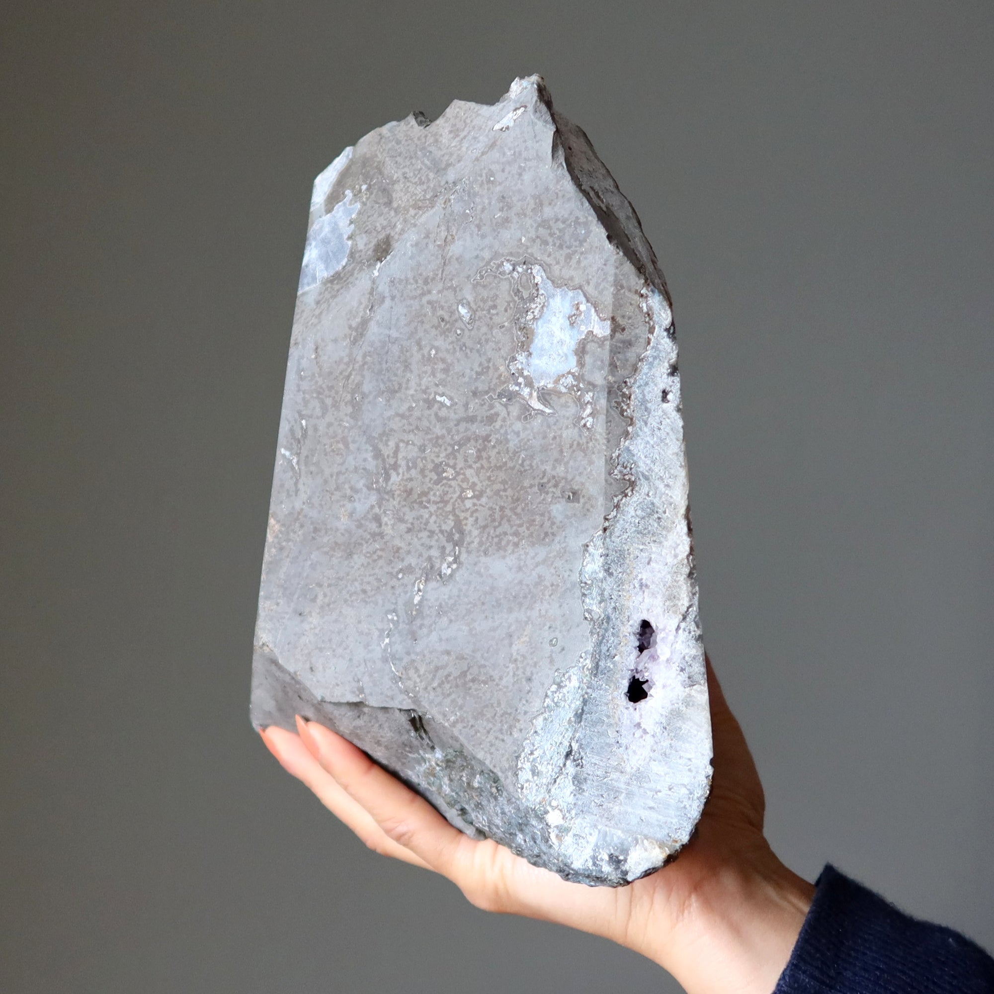 Géode d'améthyste Calcédonite bleue Cristal de méditation spirituelle 20 cm