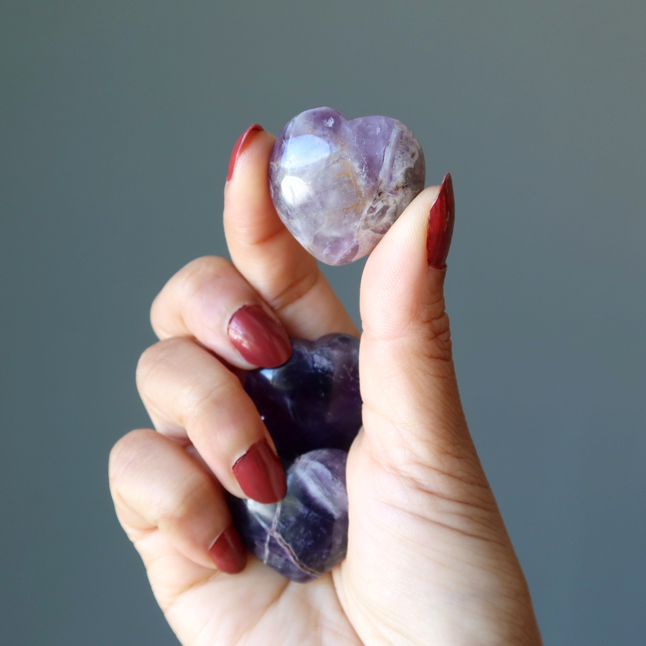 Amethyst Heart Pair Purple Divine Love Gemstones