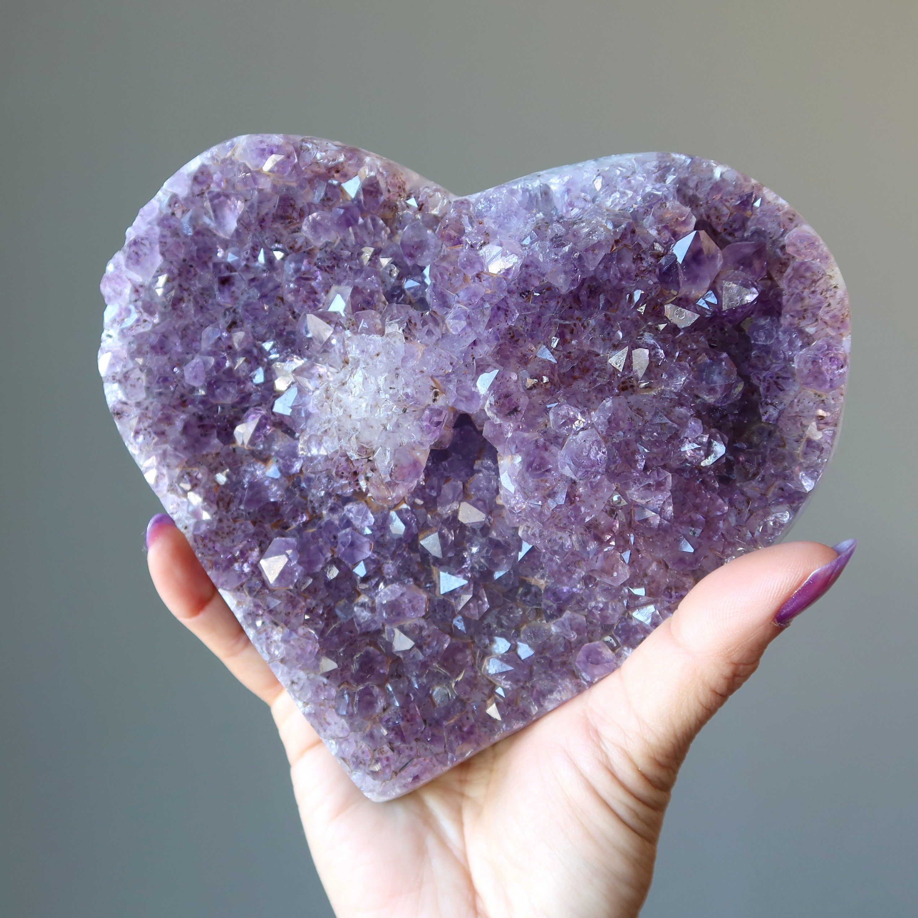 Amethyst Heart Divine Dark Purple Geode Cluster