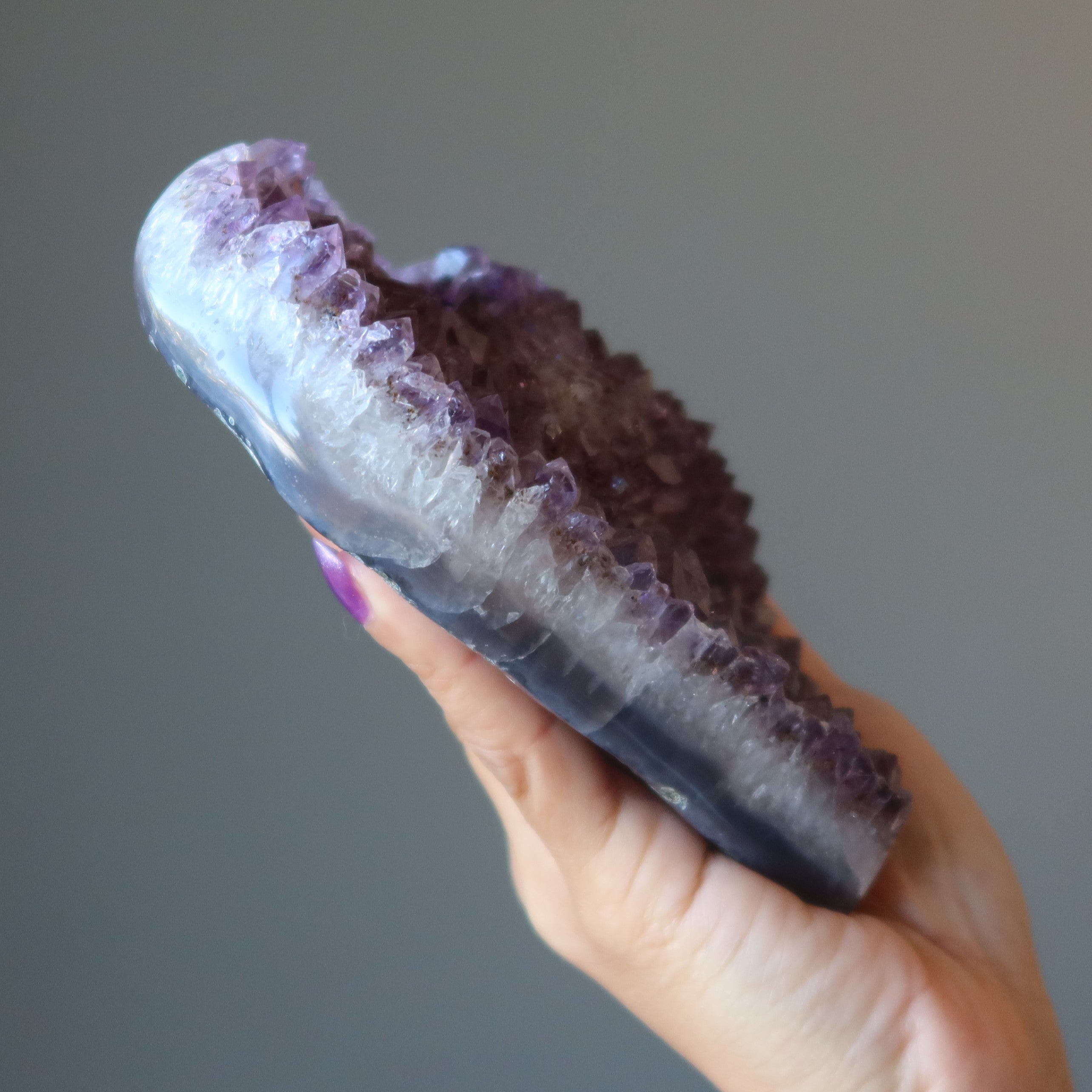 Amethyst Heart Divine Dark Purple Geode Cluster