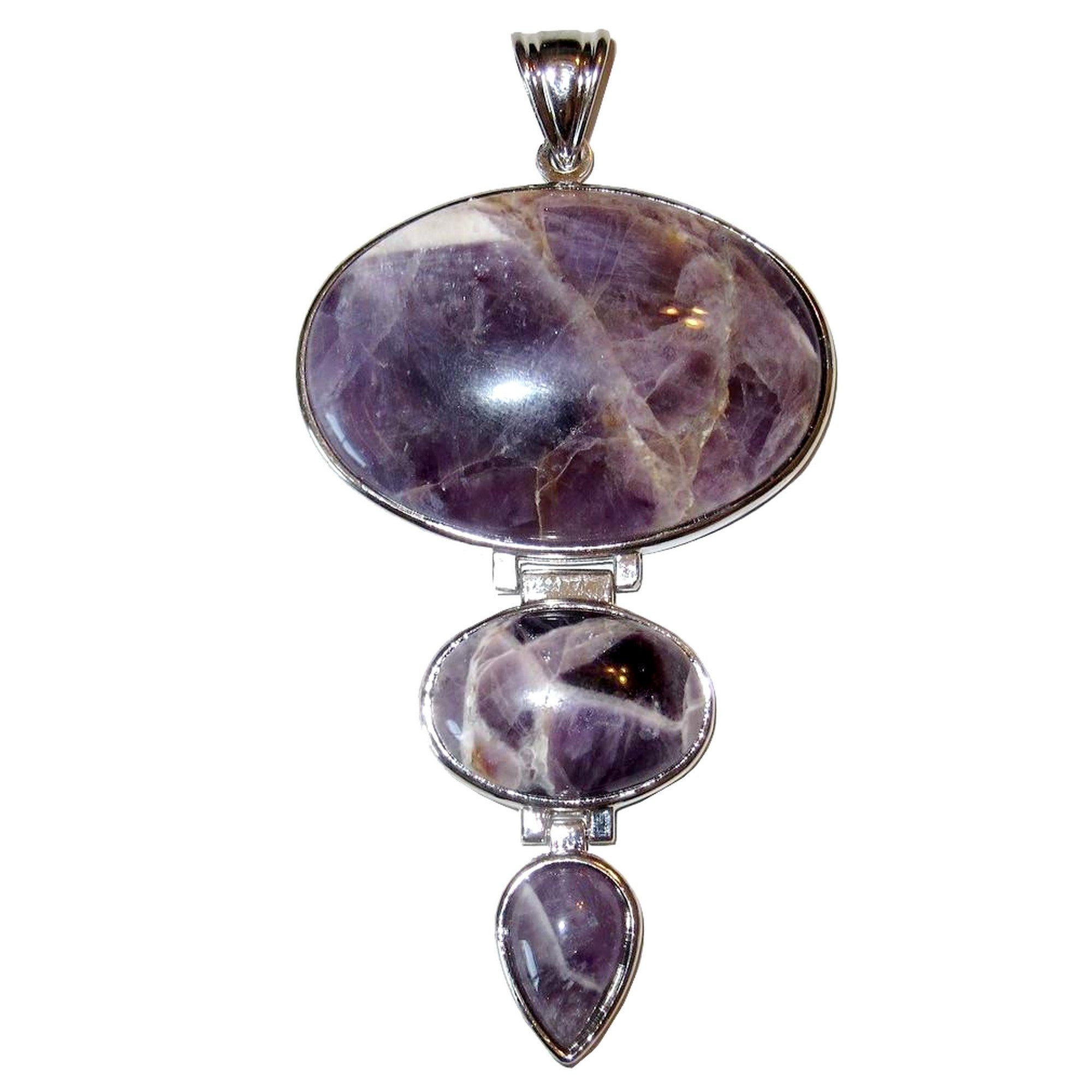 Amethyst Anhänger Große Erleuchtung Dreifach Edelstein Silber