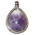 Amethyst Pendant Big Purple Teardrop Stone Silver