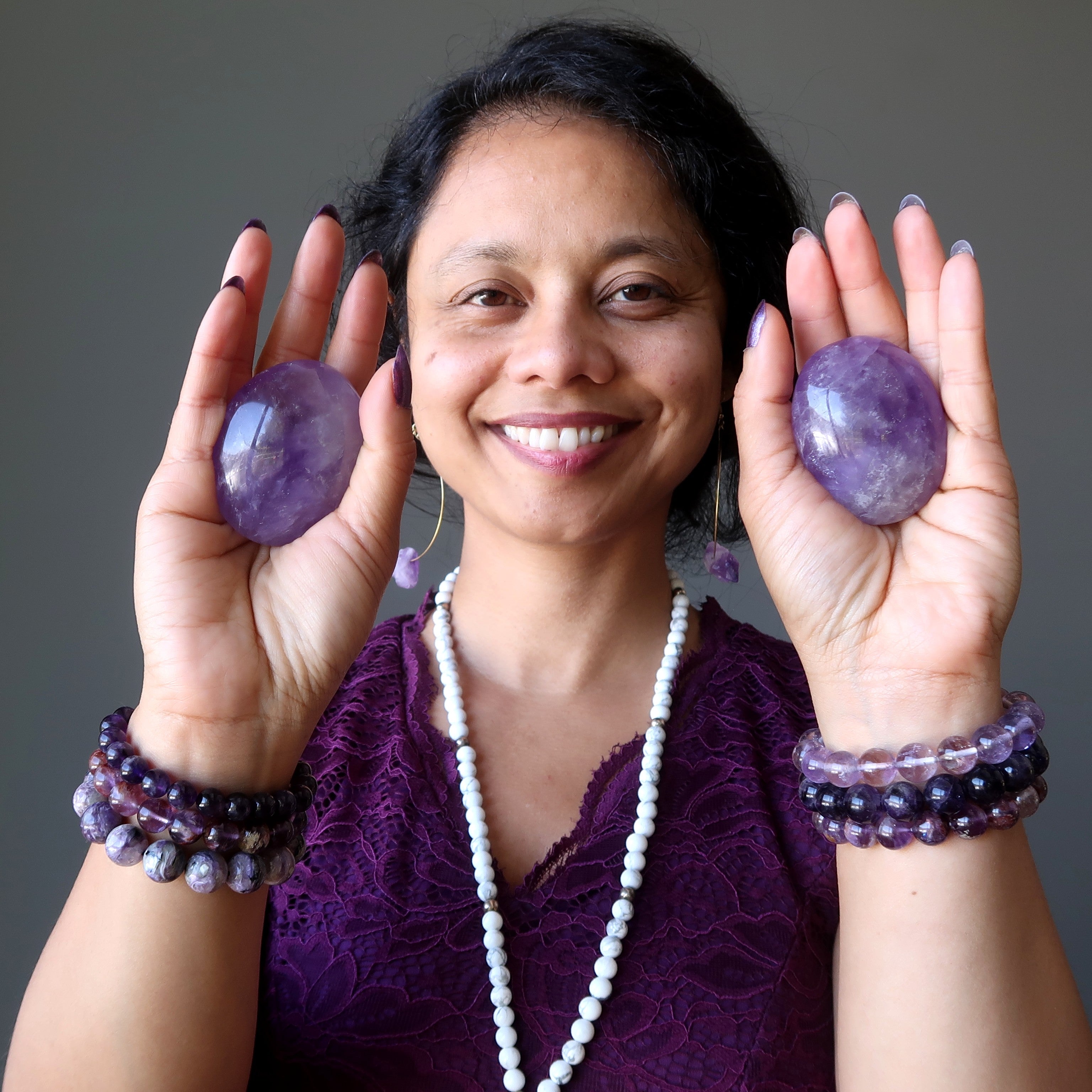 Amethyst-Handstein-Paar, lila Meditationskristall