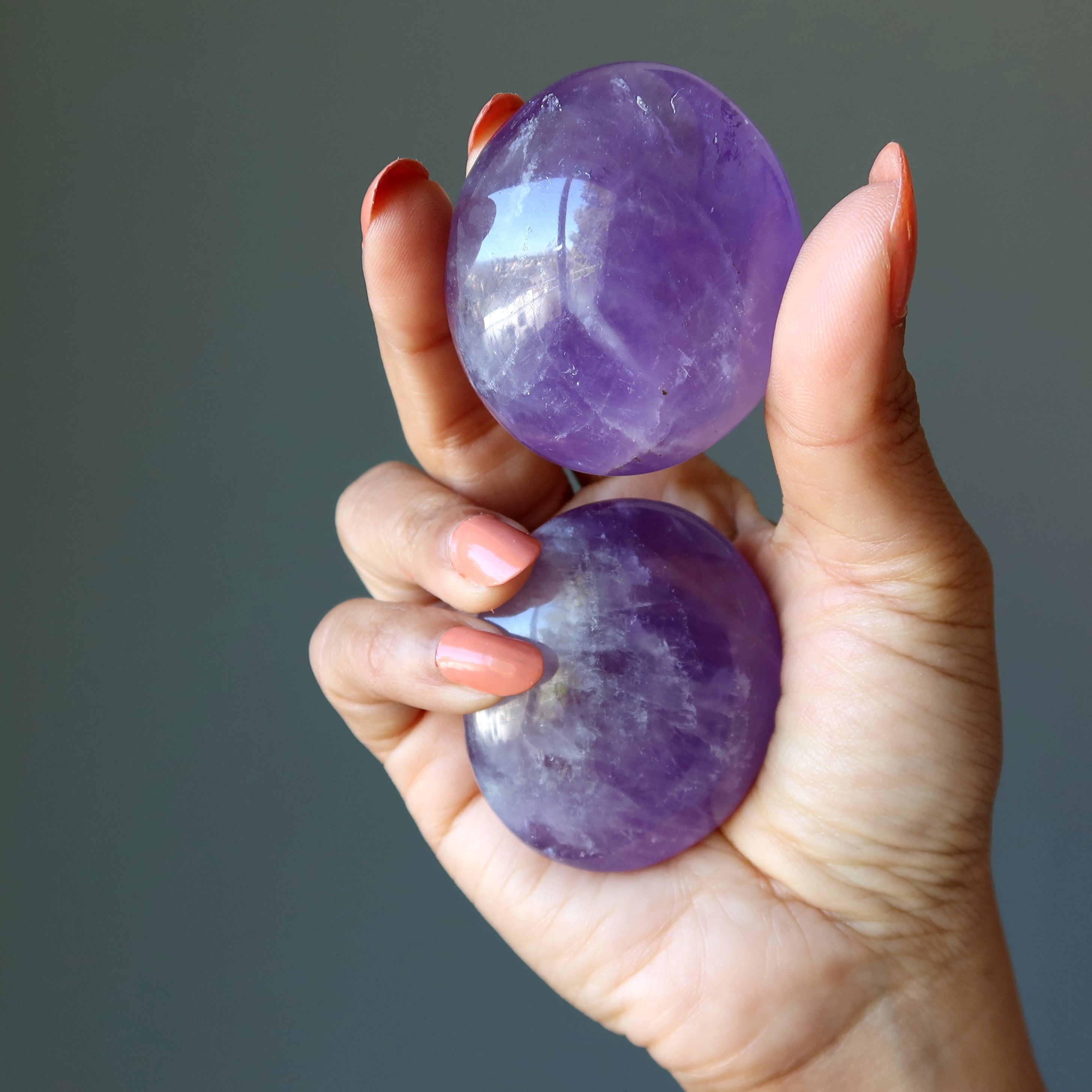 Amethyst-Handstein-Paar, lila Meditationskristall
