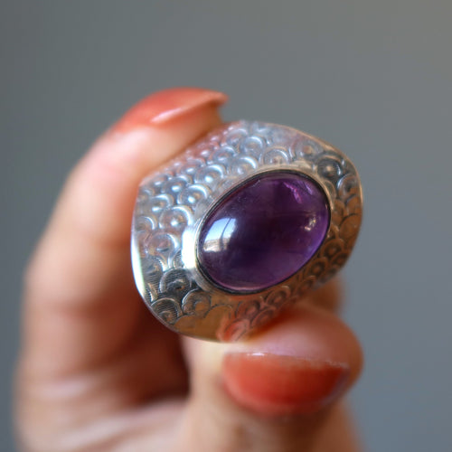Amethystring Aura Armor Lila Spiritueller Stein Sterlingsilber