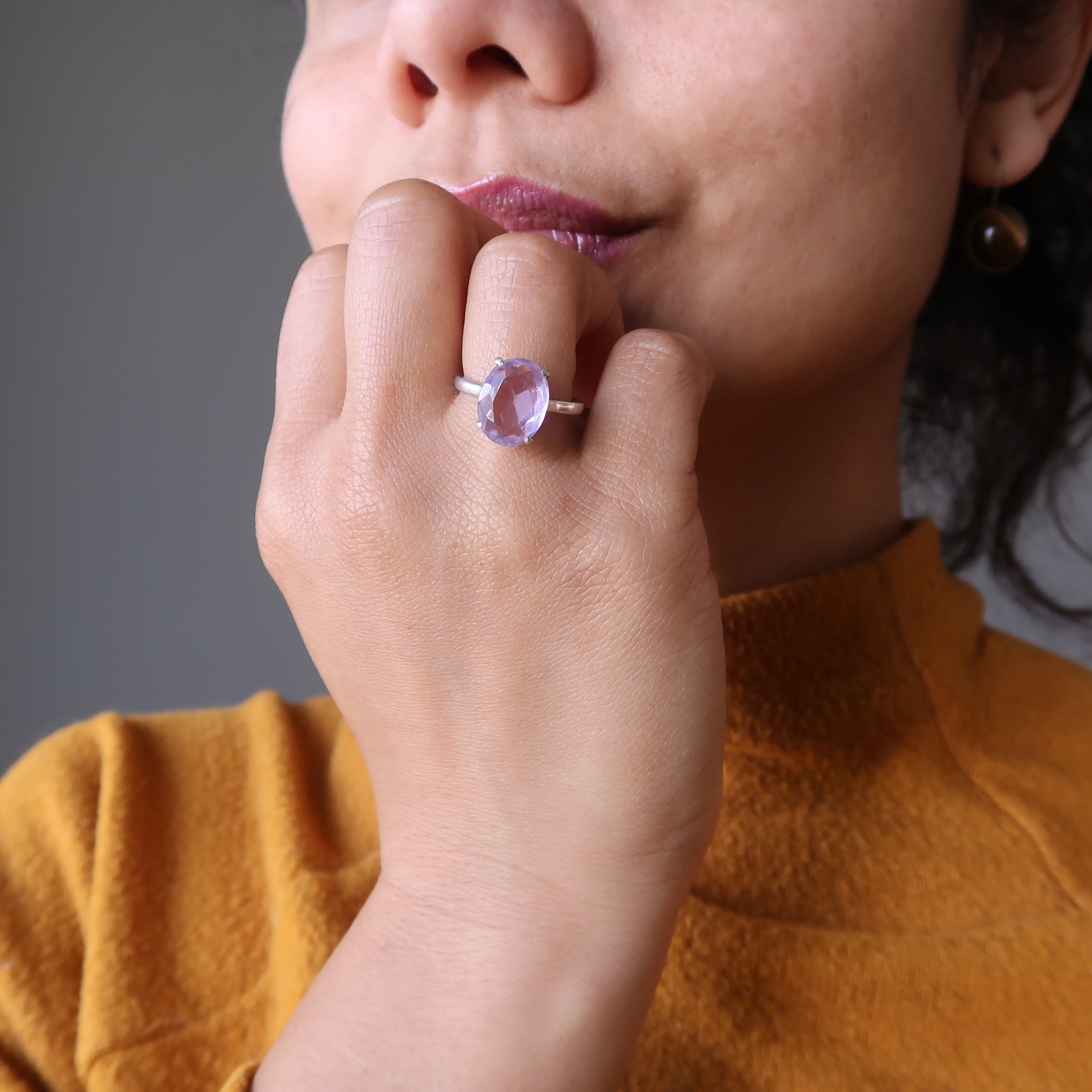 Bague Améthyste Étincelle Spirituelle Remplie d'Argent Sterling