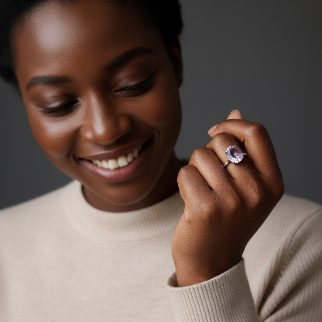 Bague Améthyste Étincelle Spirituelle Remplie d'Argent Sterling