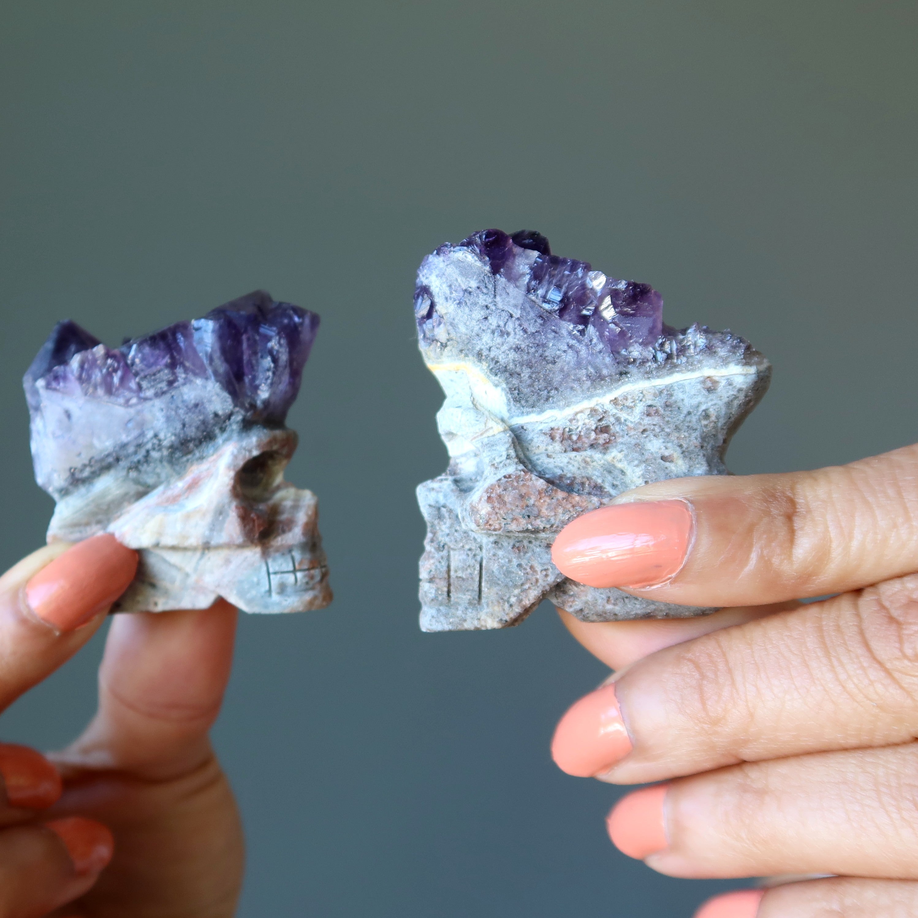 Amethyst Skull Geode Cluster Natural Purple Crystal Mohawk Gemstone