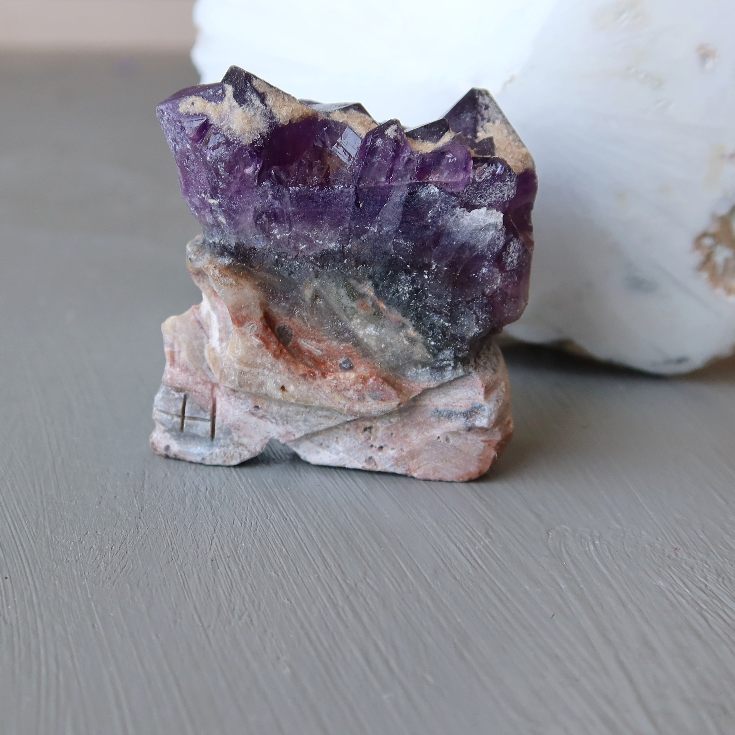 Amethyst Skull Geode Cluster Natural Purple Crystal Mohawk Gemstone