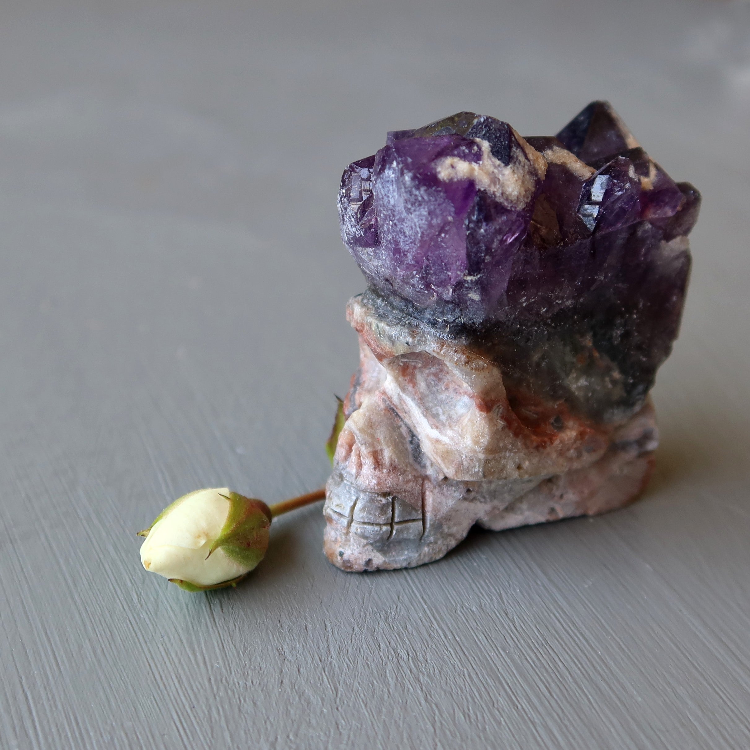 Amethyst Skull Geode Cluster Natural Purple Crystal Mohawk Gemstone