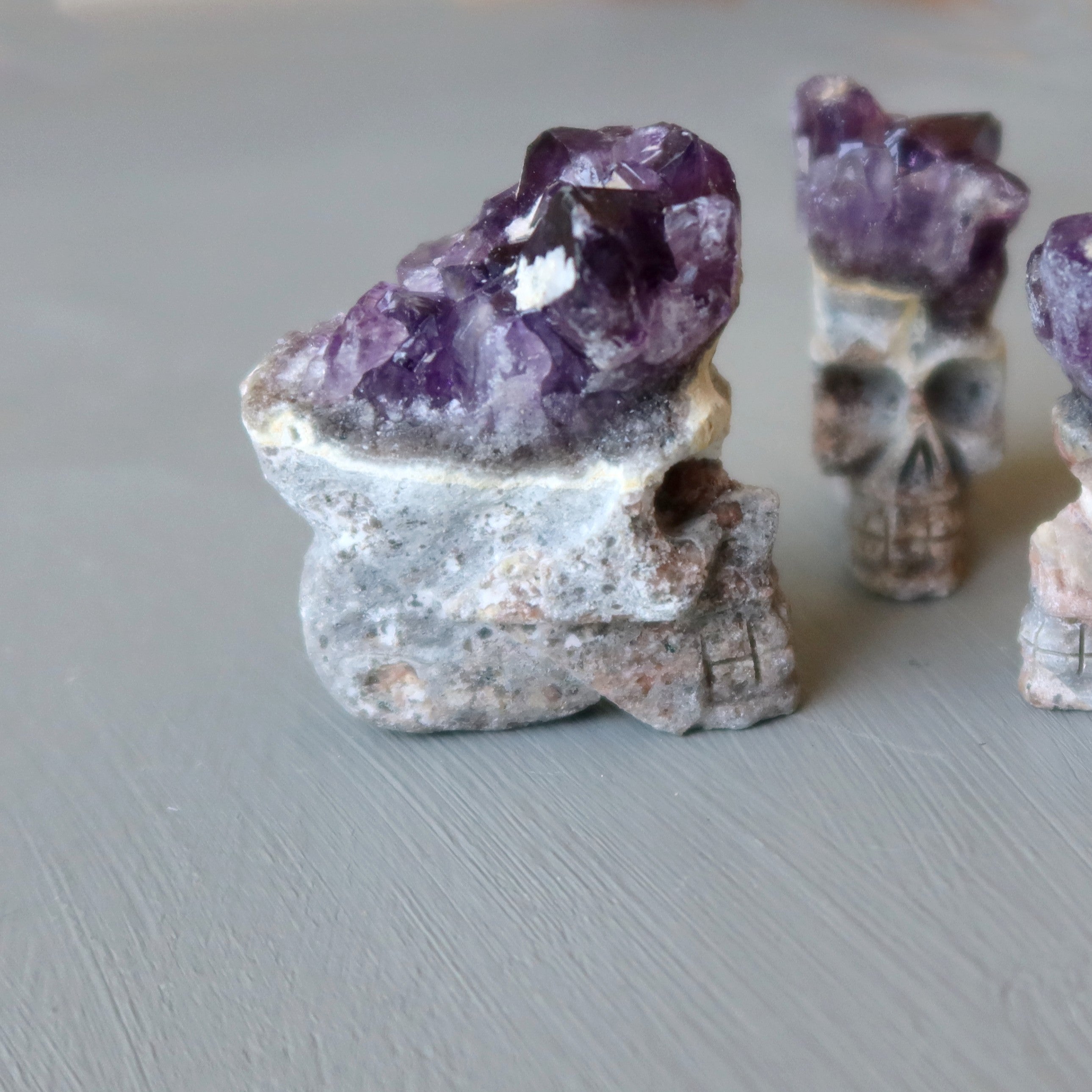 Amethyst Skull Geode Cluster Natural Purple Crystal Mohawk Gemstone