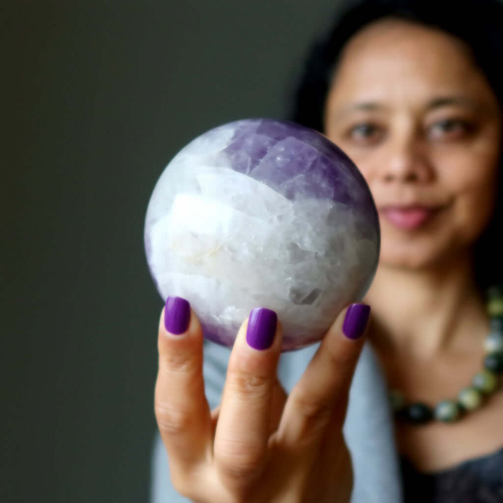 Amethyst Sphere Crackle of Dawn Crystal Ball
