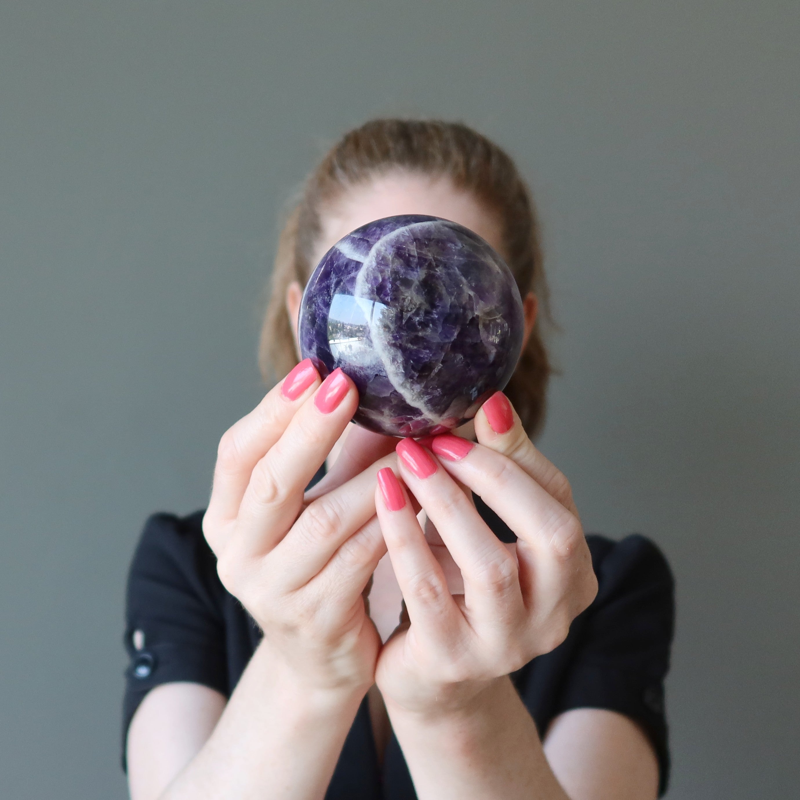 Amethystkugel Engelsflügel Lila Chevron Kristallkugel