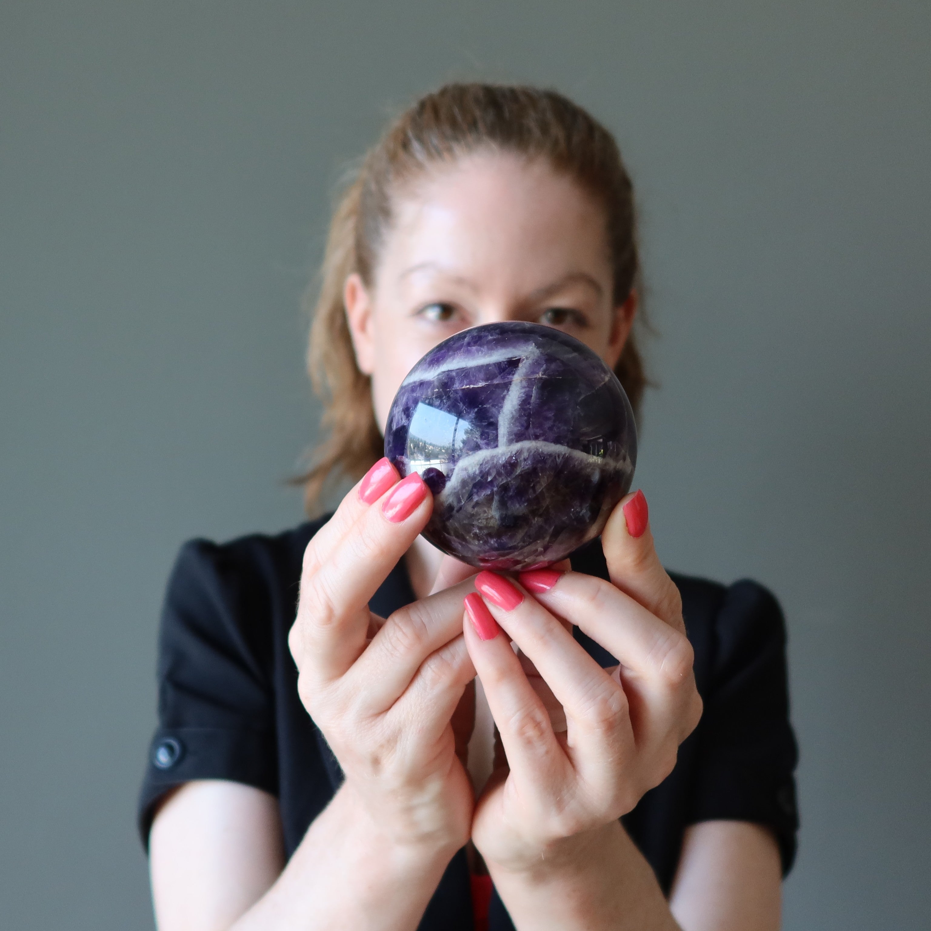 Amethystkugel Engelsflügel Lila Chevron Kristallkugel