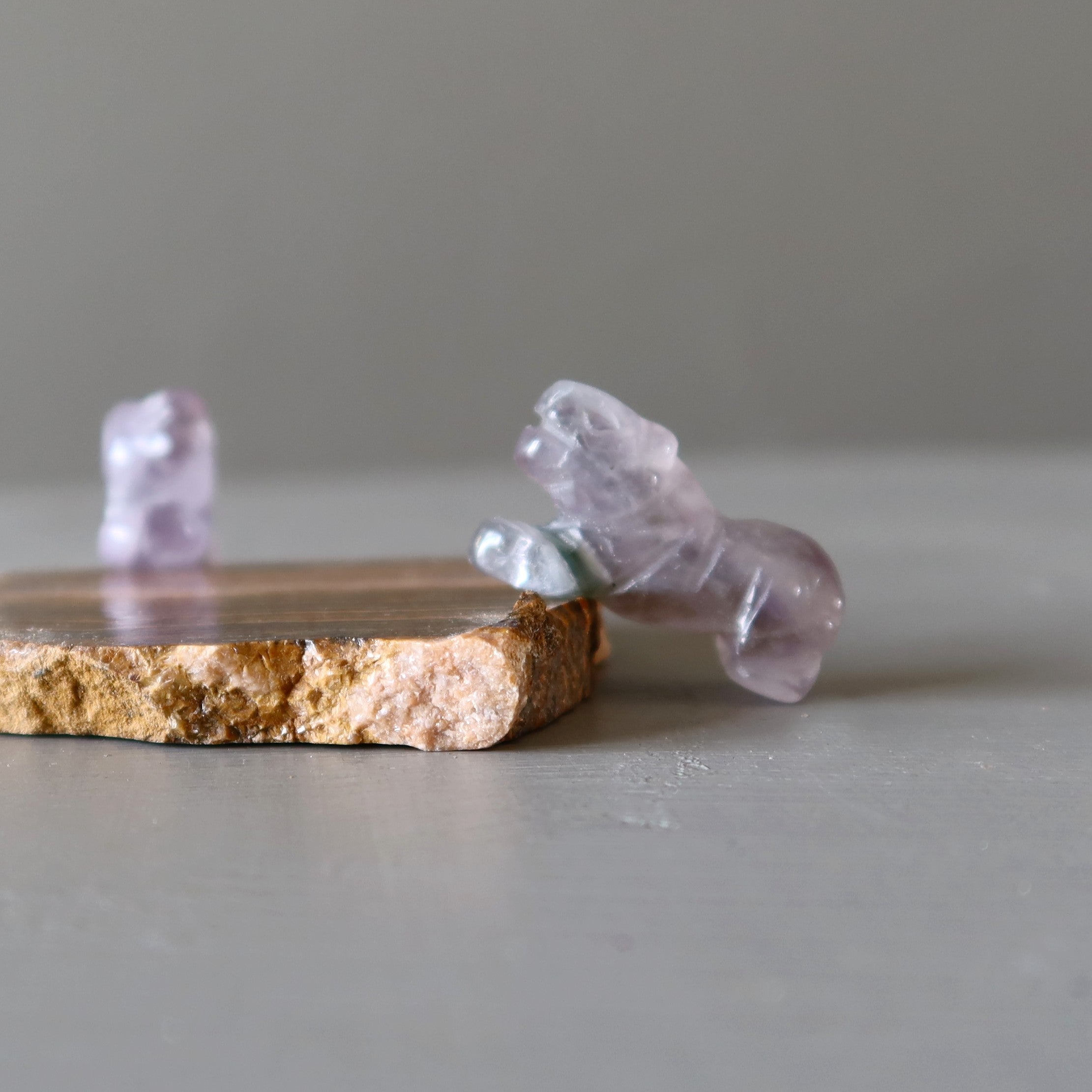 Amethyst-Tiger 1" Miniatur-Paar Tiergeist-Beschützer