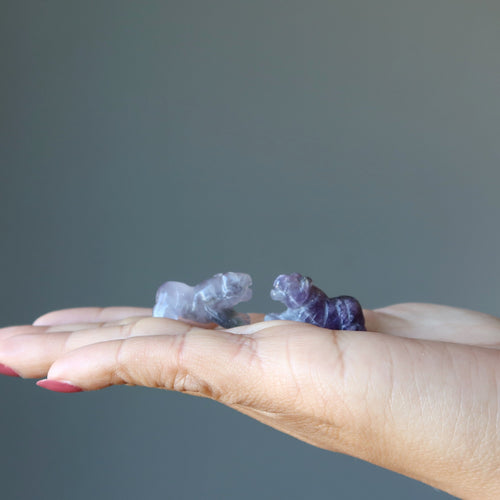 Amethyst-Tiger 1" Miniatur-Paar Tiergeist-Beschützer