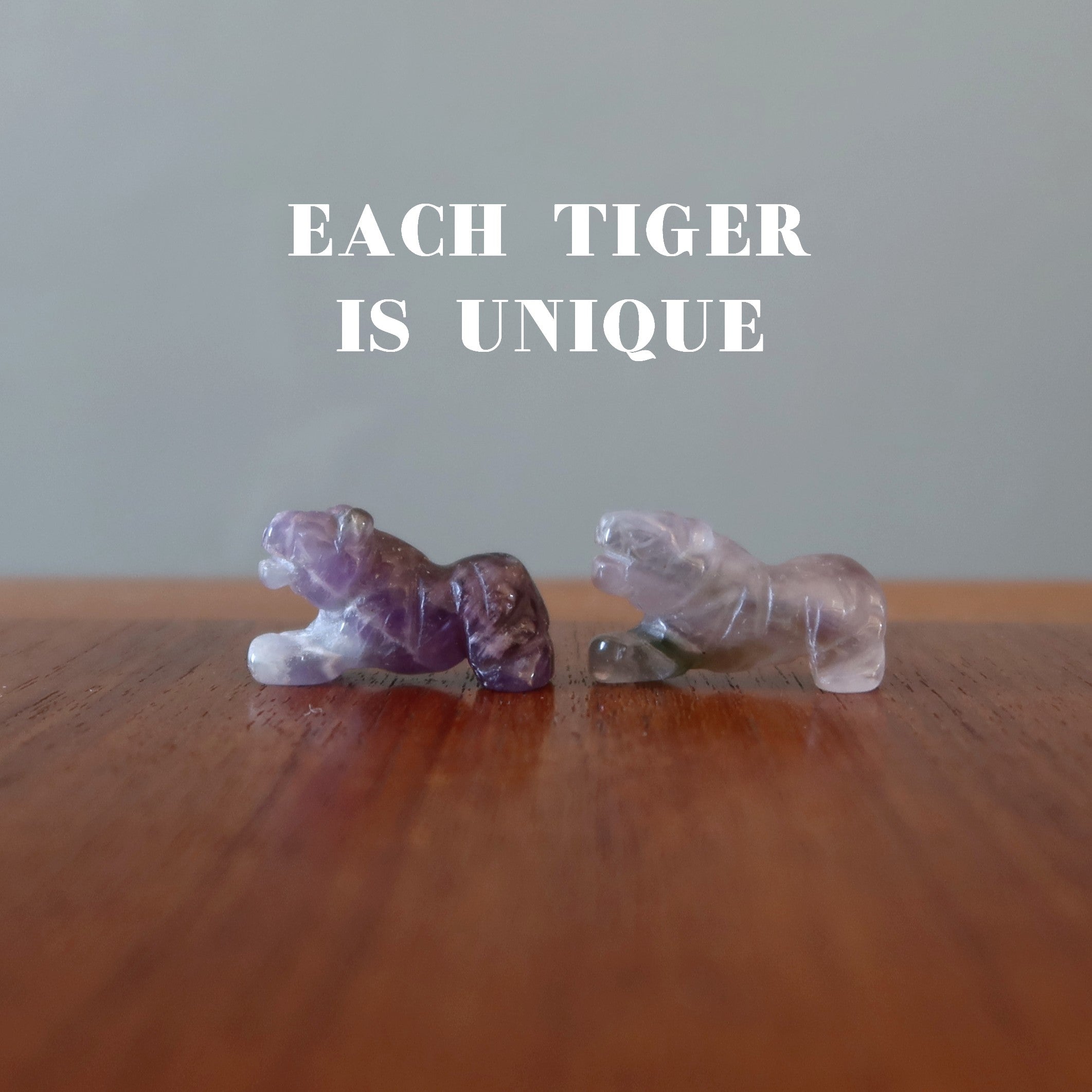 Amethyst-Tiger 1" Miniatur-Paar Tiergeist-Beschützer