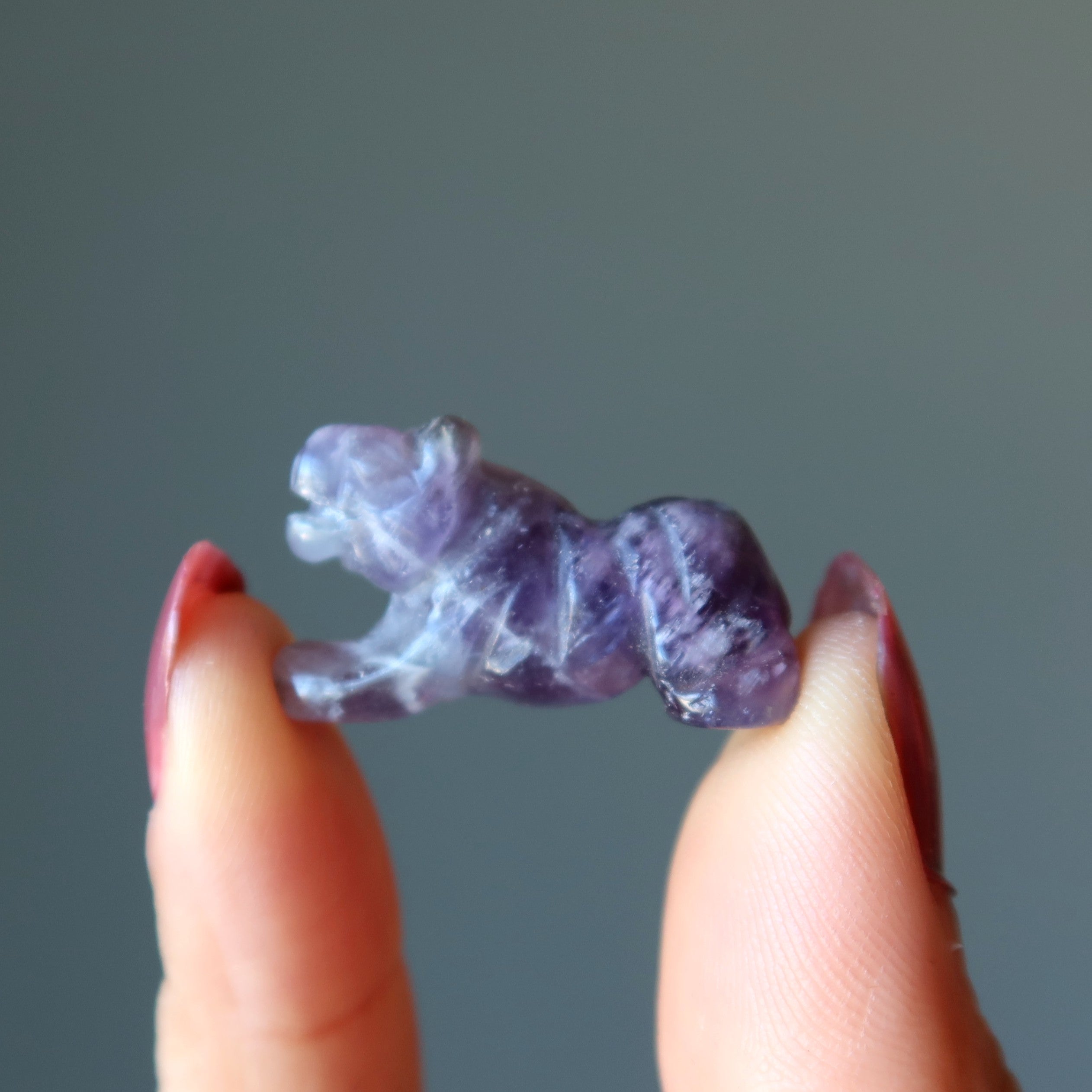 Amethyst-Tiger 1" Miniatur-Paar Tiergeist-Beschützer