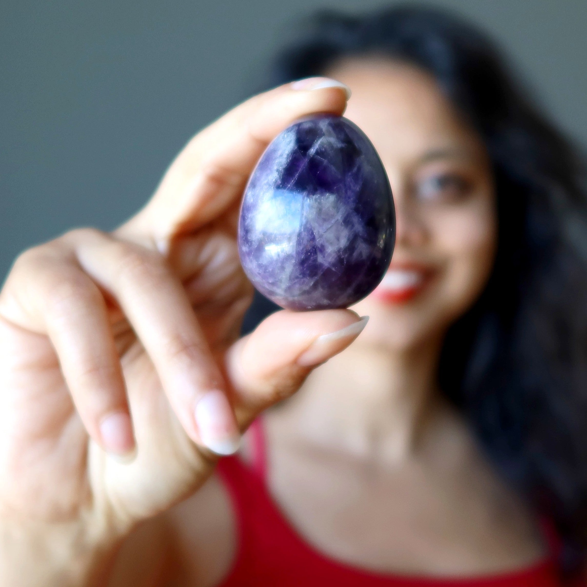 Amethyst Egg Spiritual Swami Meditation Chevron Crystal