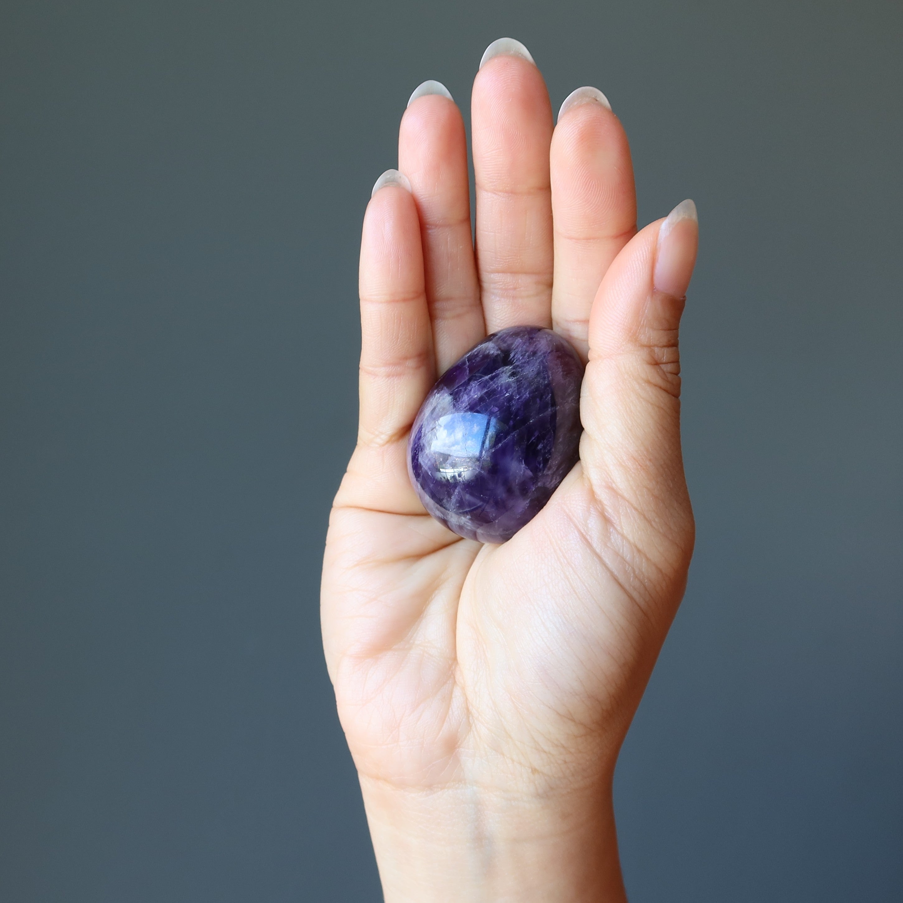 Amethyst Egg Spiritual Swami Meditation Chevron Crystal