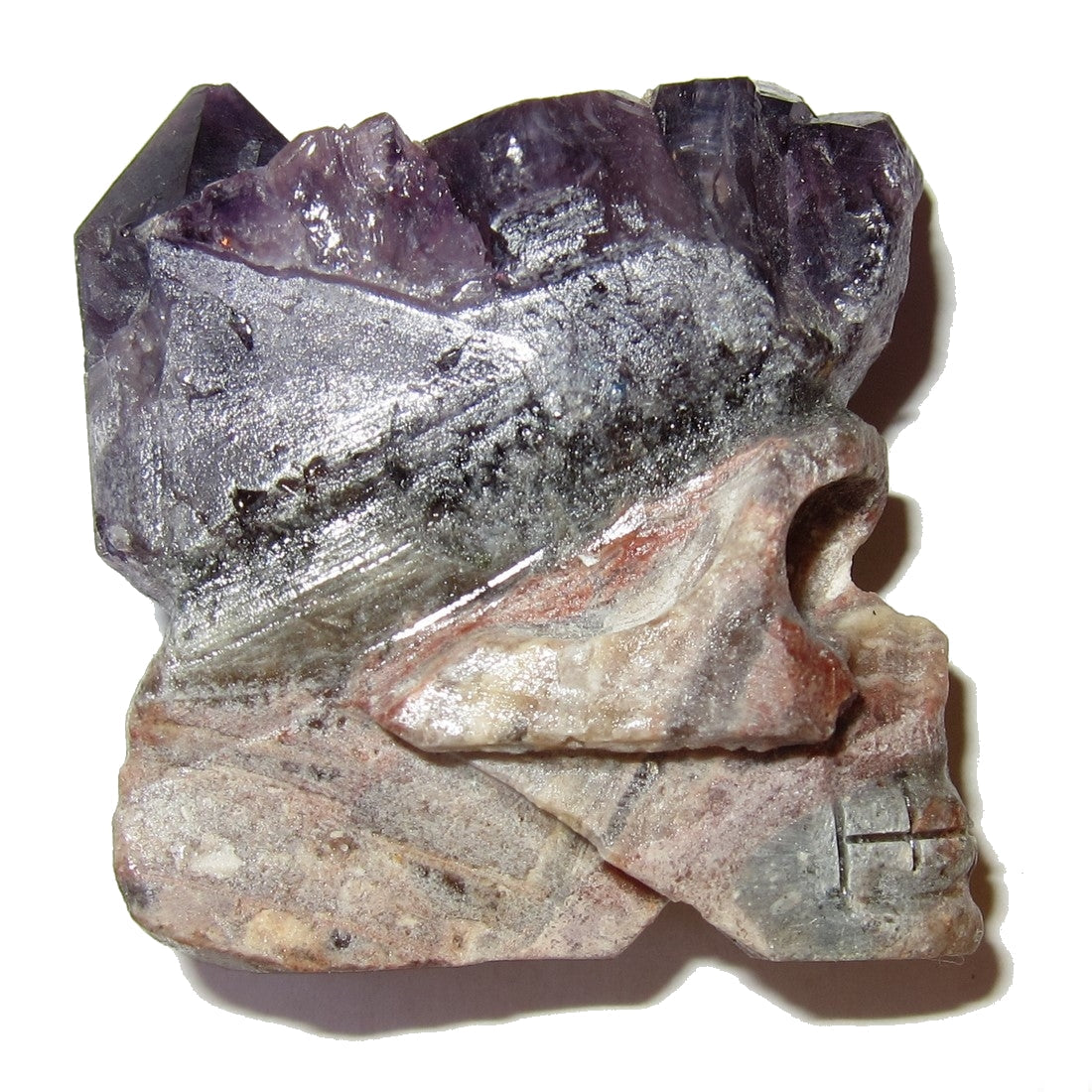 Amethyst Skull Geode Cluster Natural Purple Crystal Mohawk Gemstone