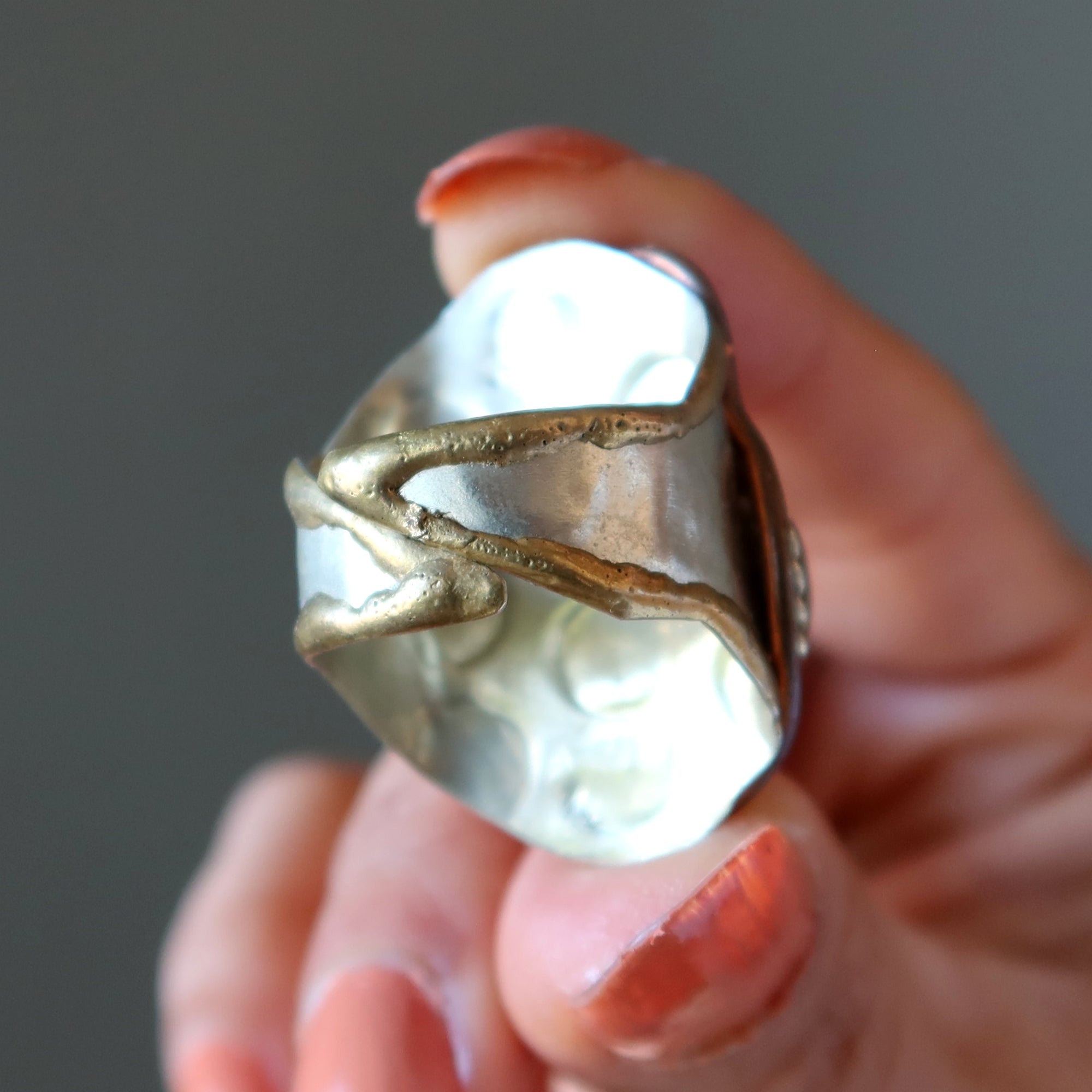 Bague Ammonite Fossile Gemme Pouvoir Ancien Ajustable