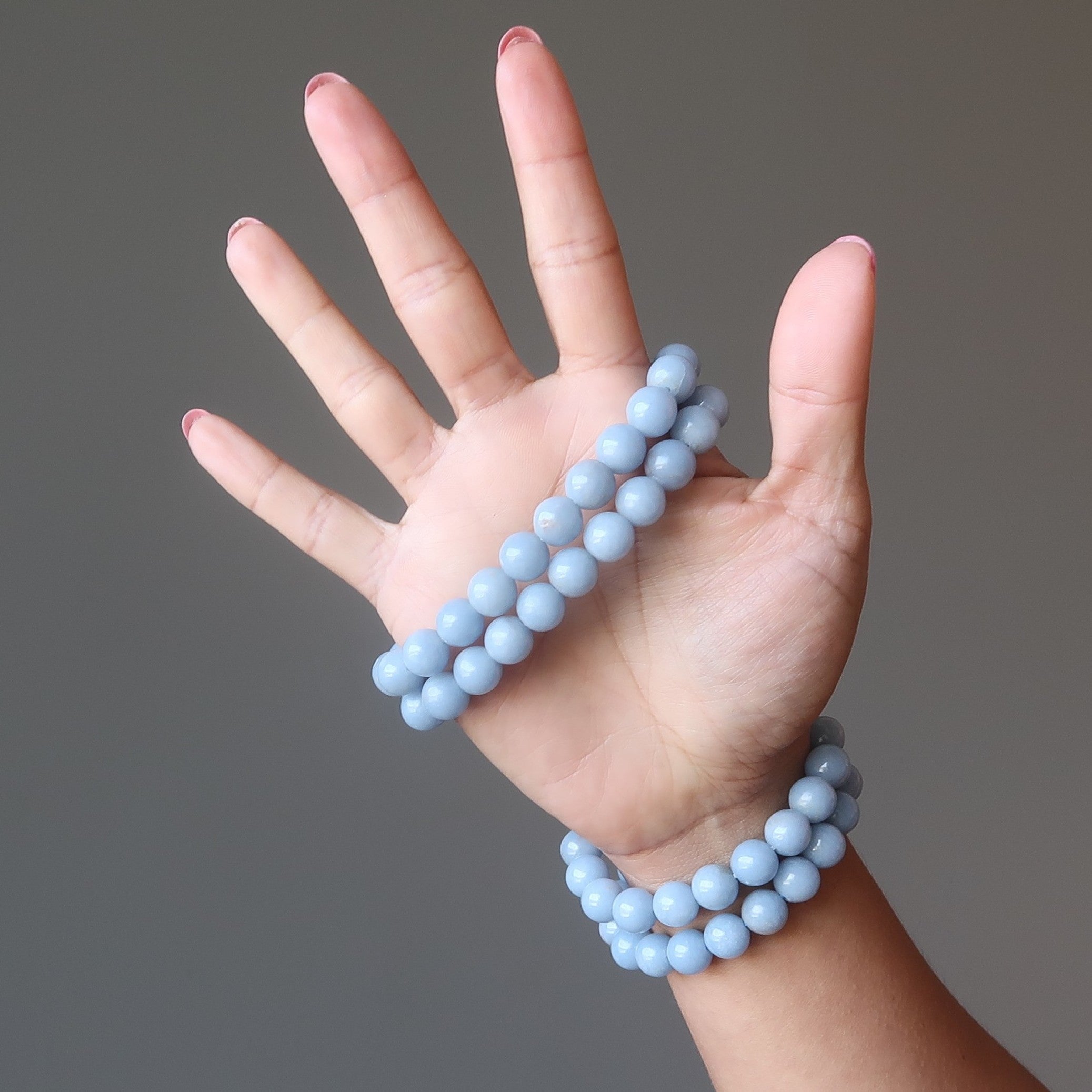Angelite Bracelet Natural Blue Gemstone Guardian Angel