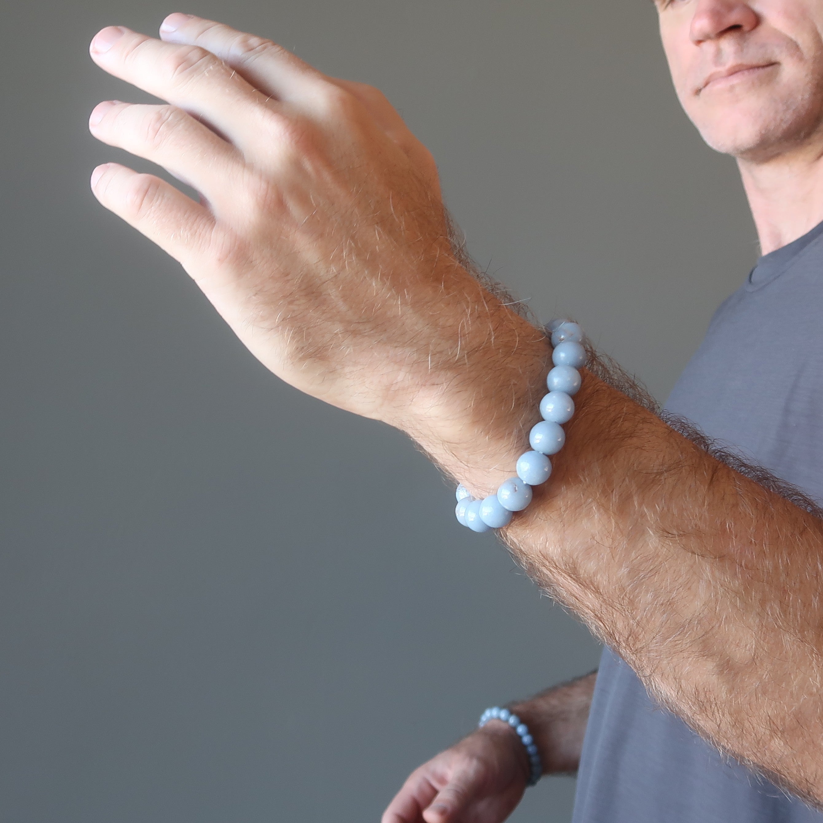 Angelite Bracelet Natural Blue Gemstone Guardian Angel