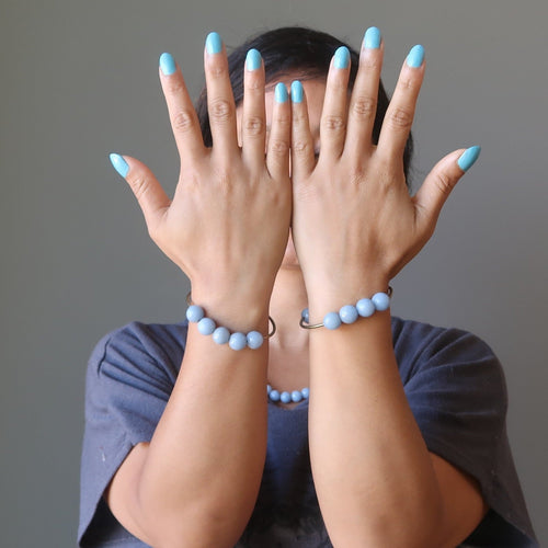 Engelsit-Armband Blaue Perlen auf antikem Kupfer Dare to Flair
