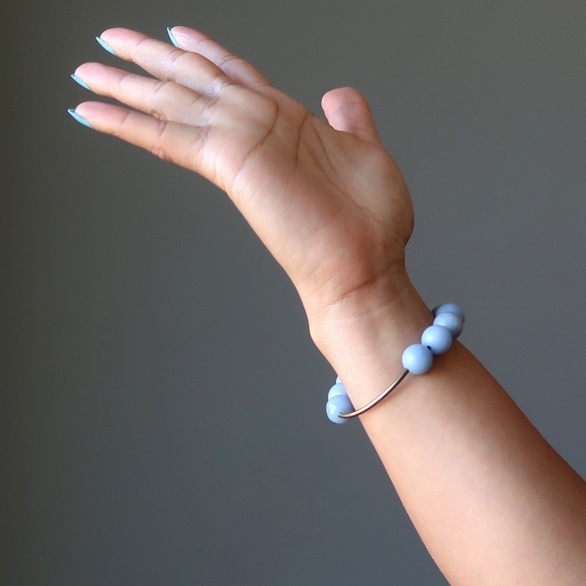 Bracelet Angelite Perles Bleues sur Cuivre Vieilli Osez l'Éclat