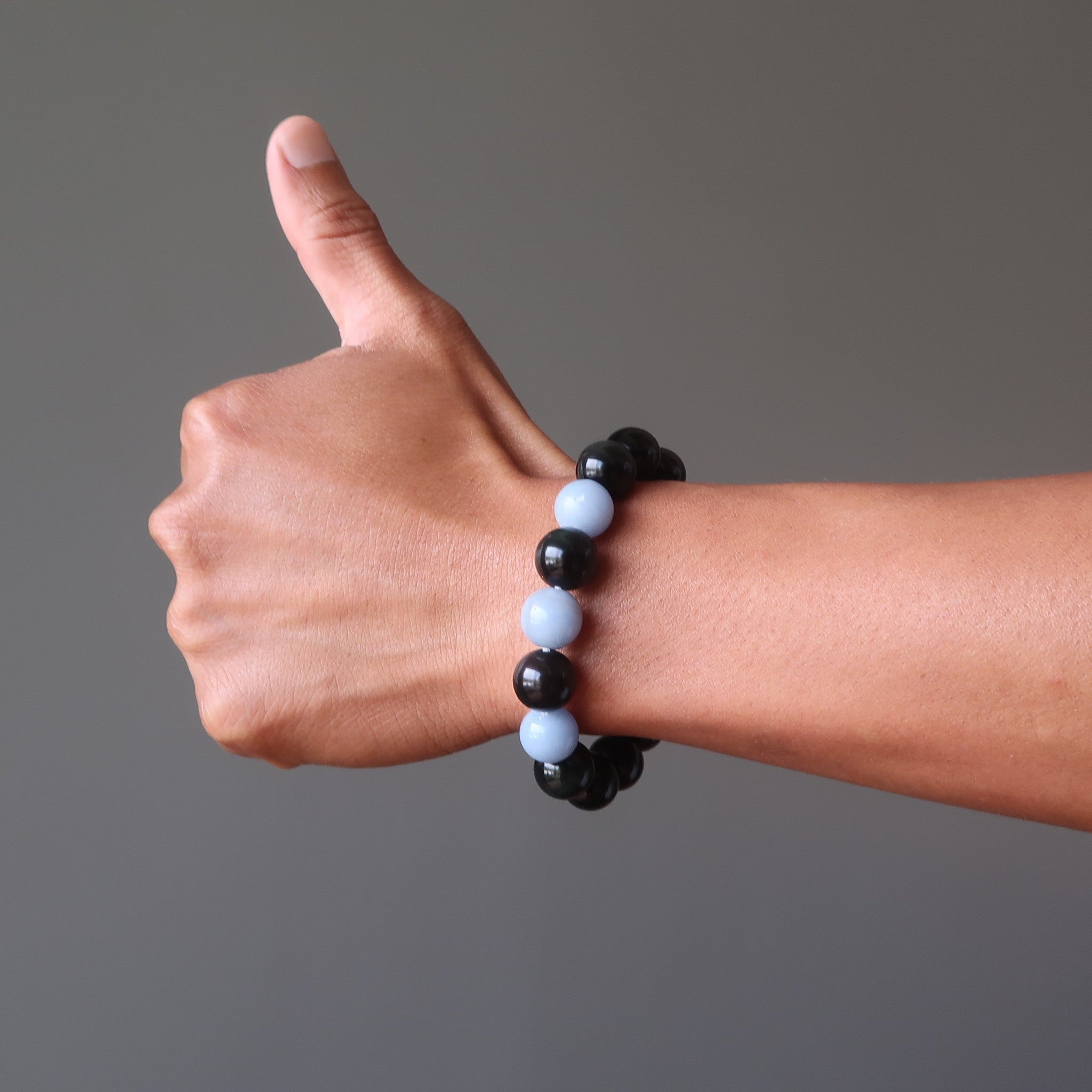 Rainbow Obsidian Bracelet Angelite Guardian Angel