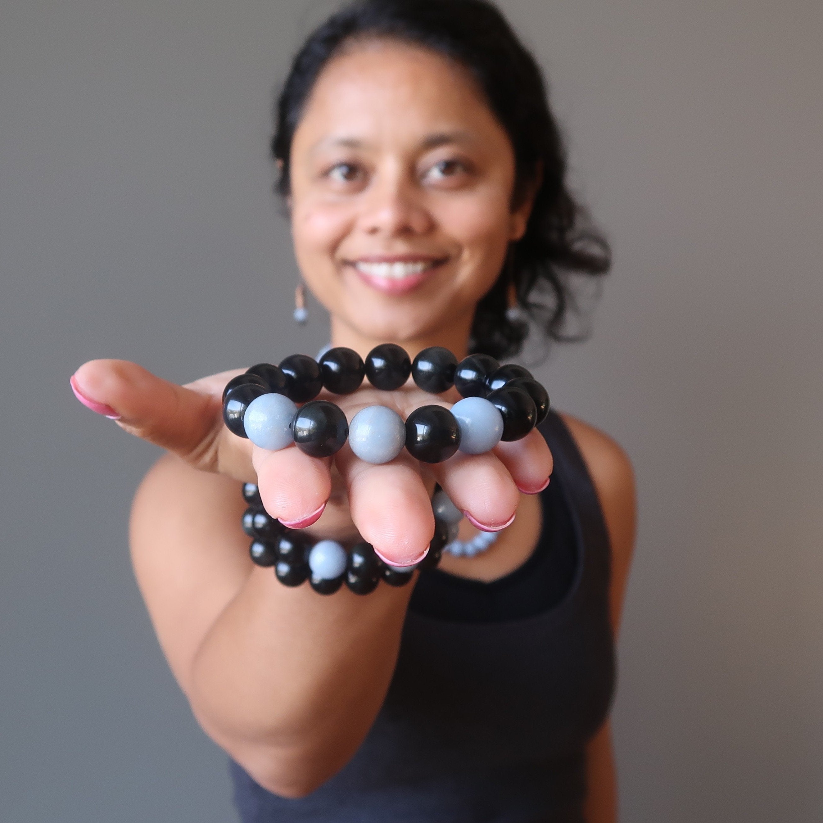 Rainbow Obsidian Bracelet Angelite Guardian Angel