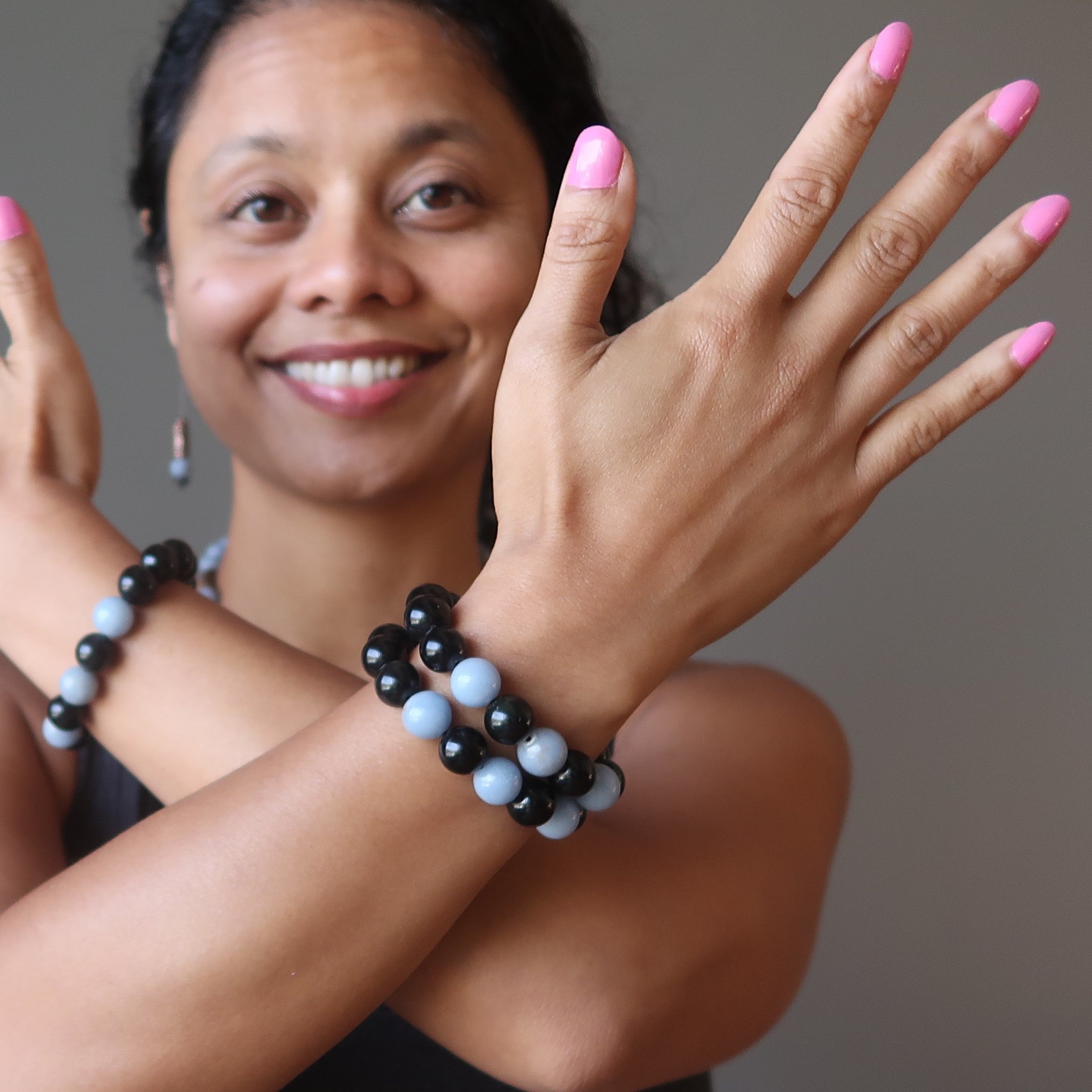 Rainbow Obsidian Bracelet Angelite Guardian Angel